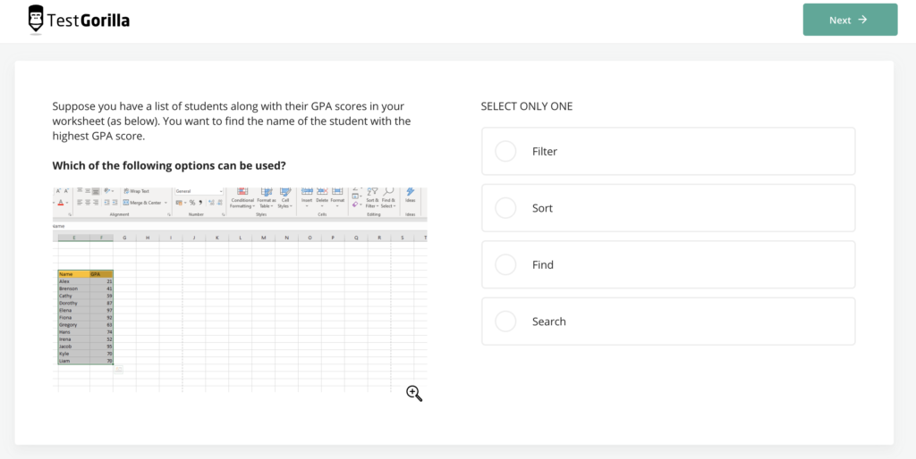 Excel proficiency test