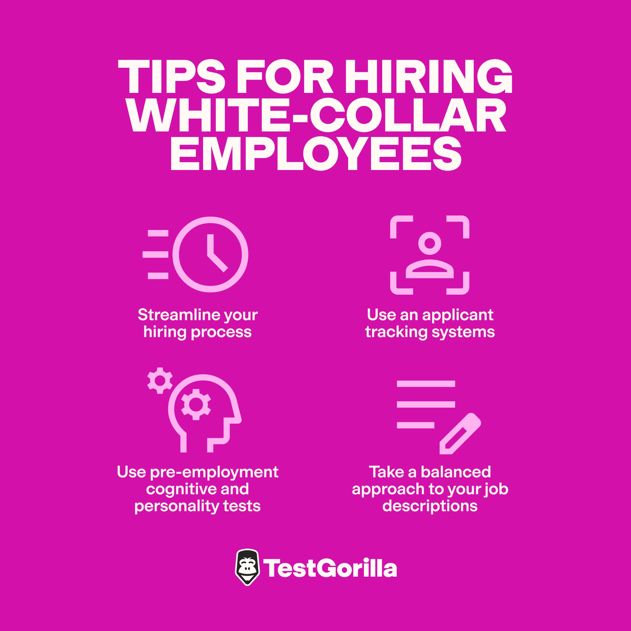 tips for hiring white collar employees graphic