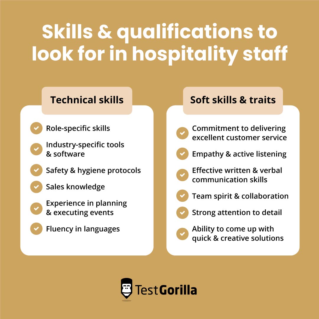 Skills and qualifications to look for in hospitality staff graphic