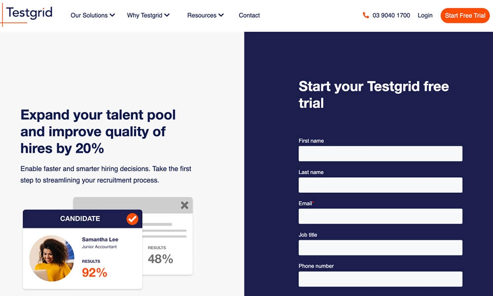 Testgrid pricing screenshot