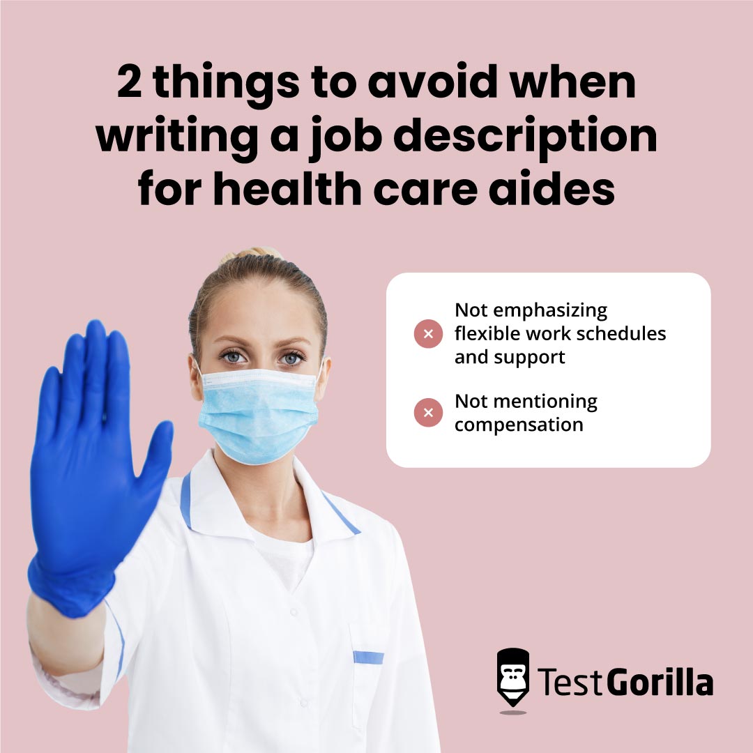 2 things to avoid when writing a job description for health care aides graphic