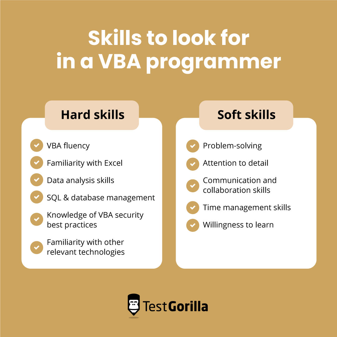 Skills to look for in a VBA programmer graphic