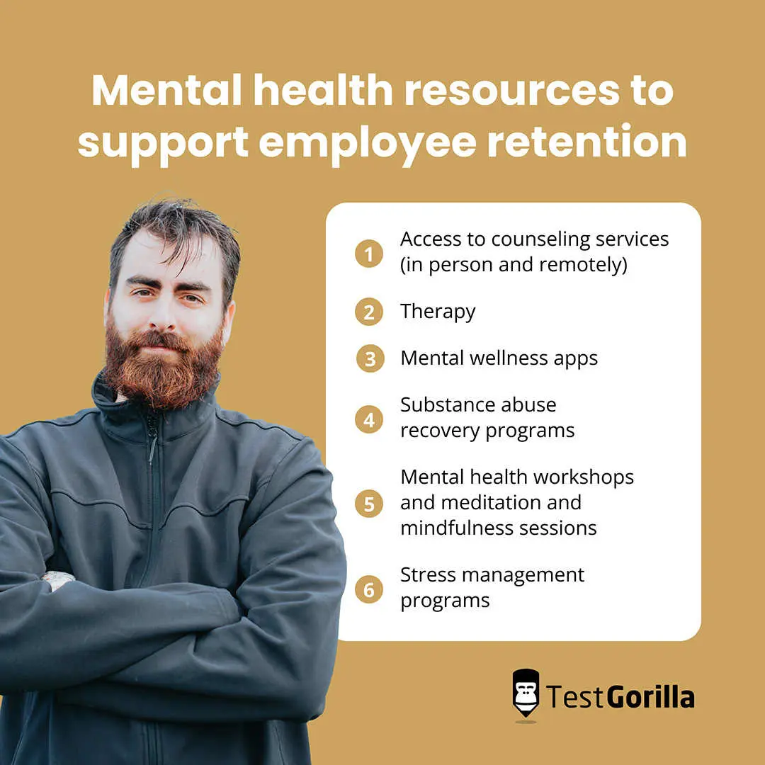 Mental health resources to support employee retention graphic