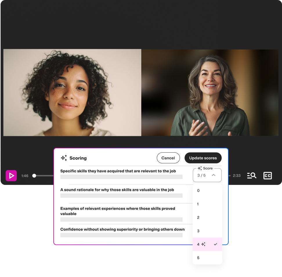 Feature image showing AI conversational video interview with auto-scoring 