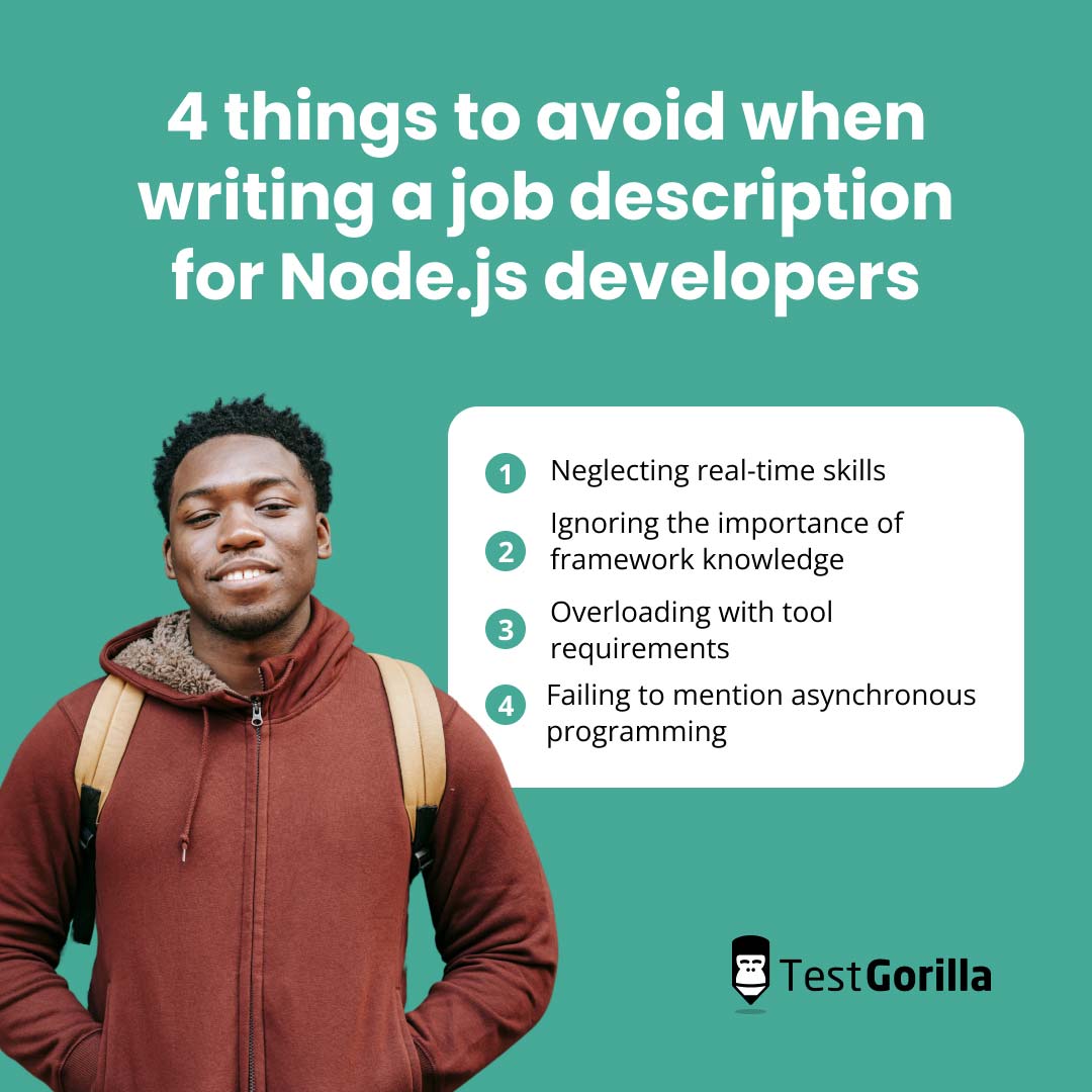 4 things to avoid when writing a job description for Node.js developers graphic