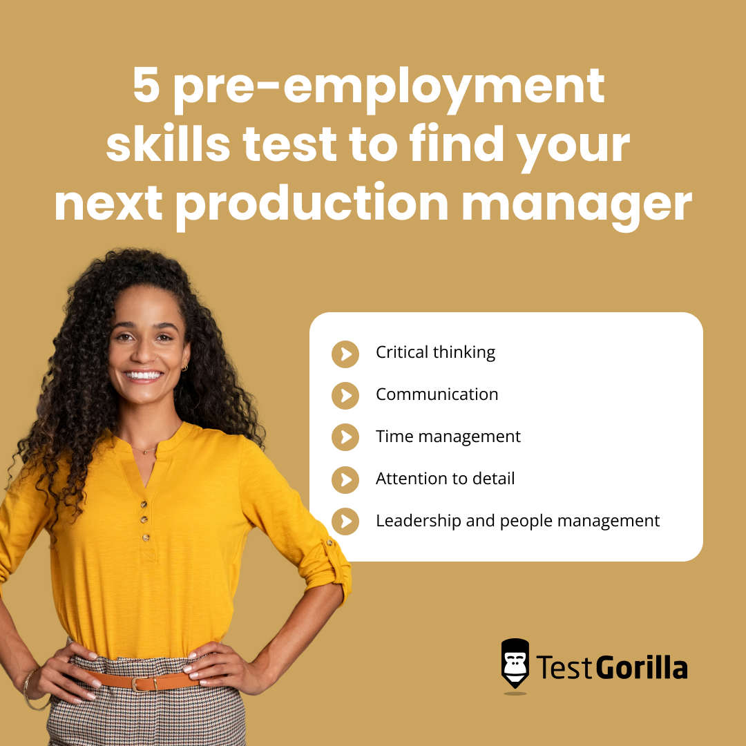 5 pre-employment skills test to find your next production manager graphic