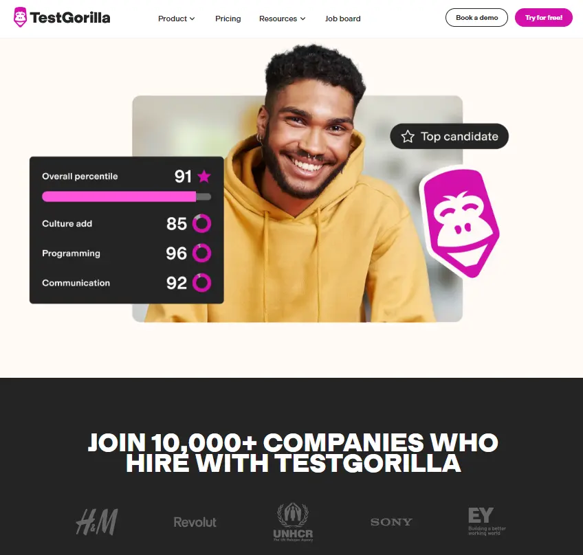TestGorilla's new homepage