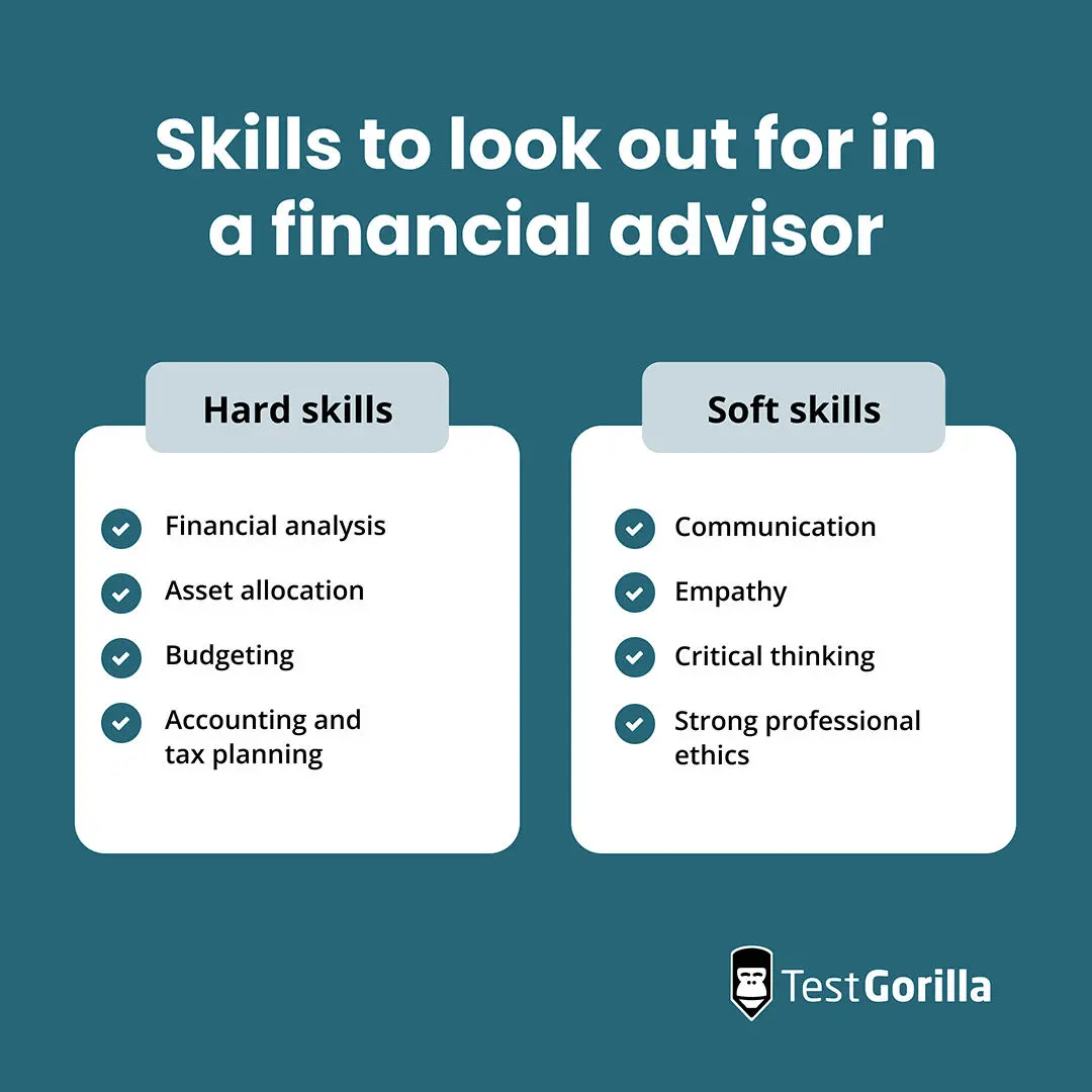 Skills to look out for in a financial advisor graphic