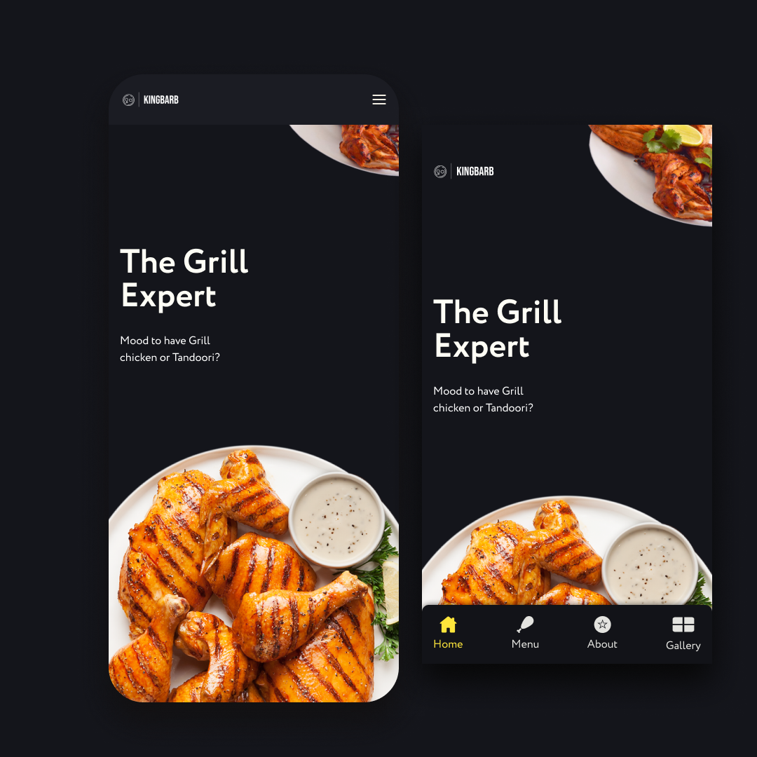 KingBarb Restaurant Website Mobile version Design--thumbnail