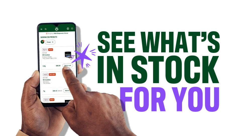Screen showing top RISE cannabis products for shopping