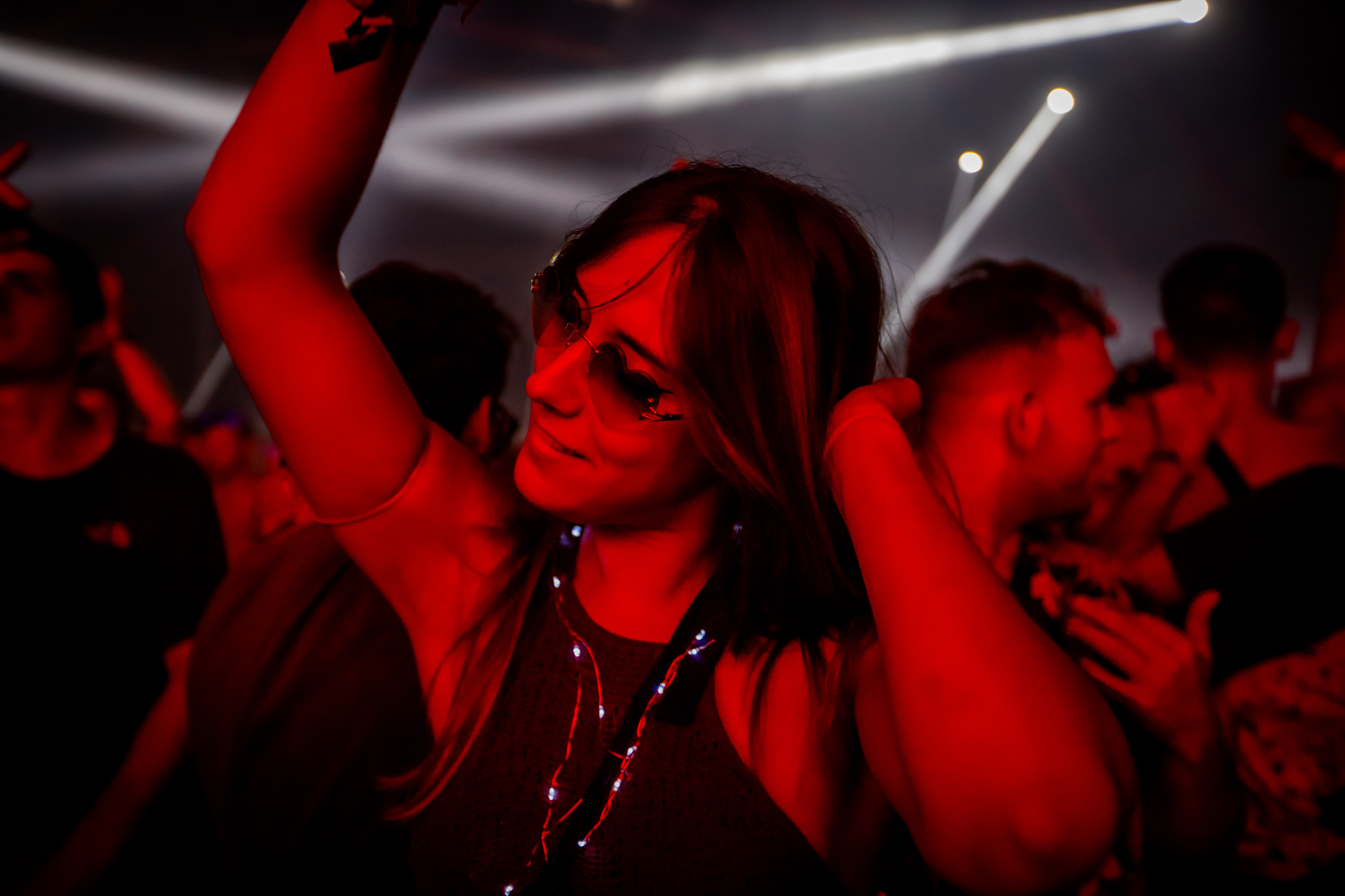 Woman dancing on front row