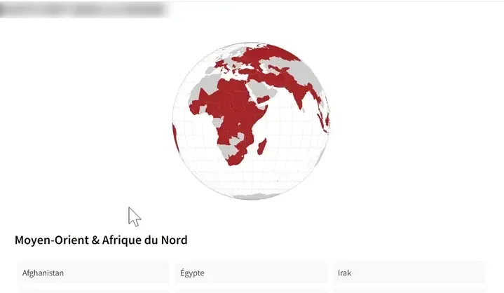 Globo interativo com os países onde a organização está presente.