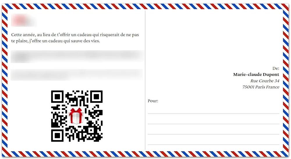 Postal personalizado em PDF enviado aos doadores no fim da campanha.