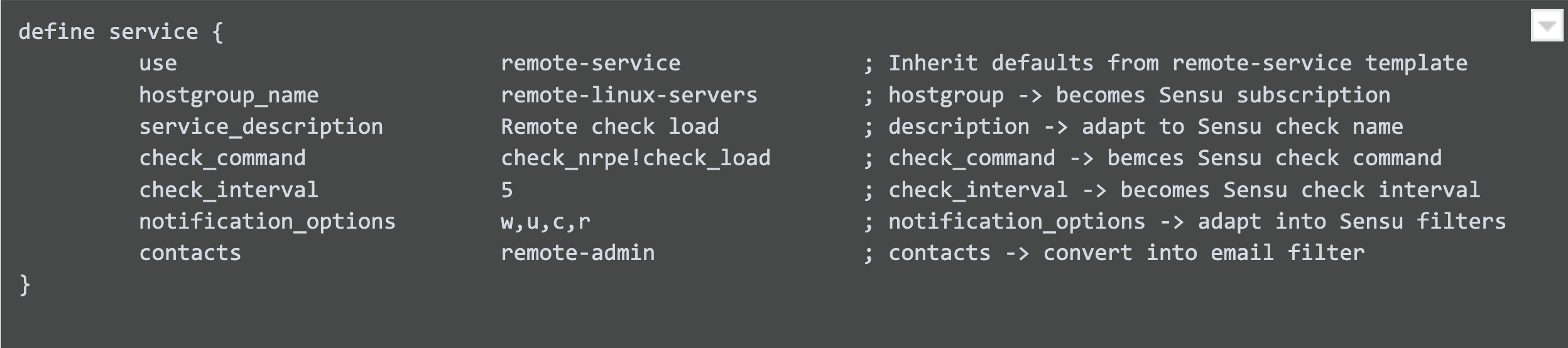 migrate nagios service object