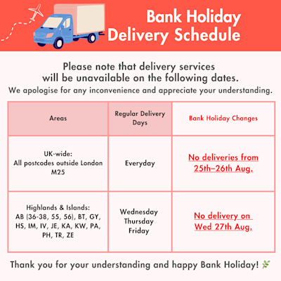 25th Aug Bank Holiday Delivery Schedule🚚London: Daily Deliveries! 
