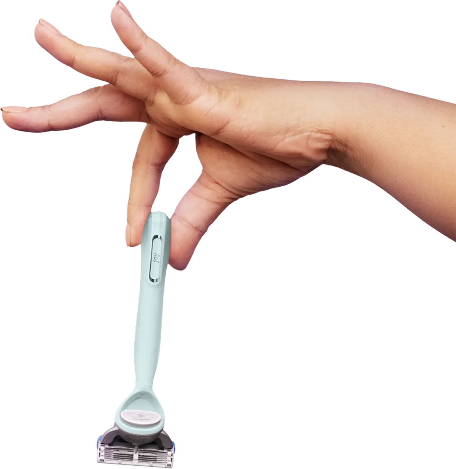 Main tenant un rasoir Joy blanc