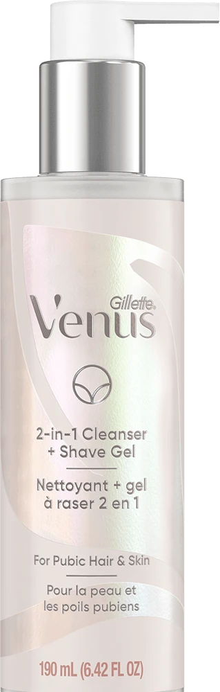 Nettoyant et gel à raser 2-en-1 de Gillette Venus pour peau et poils pubiens, vu de face