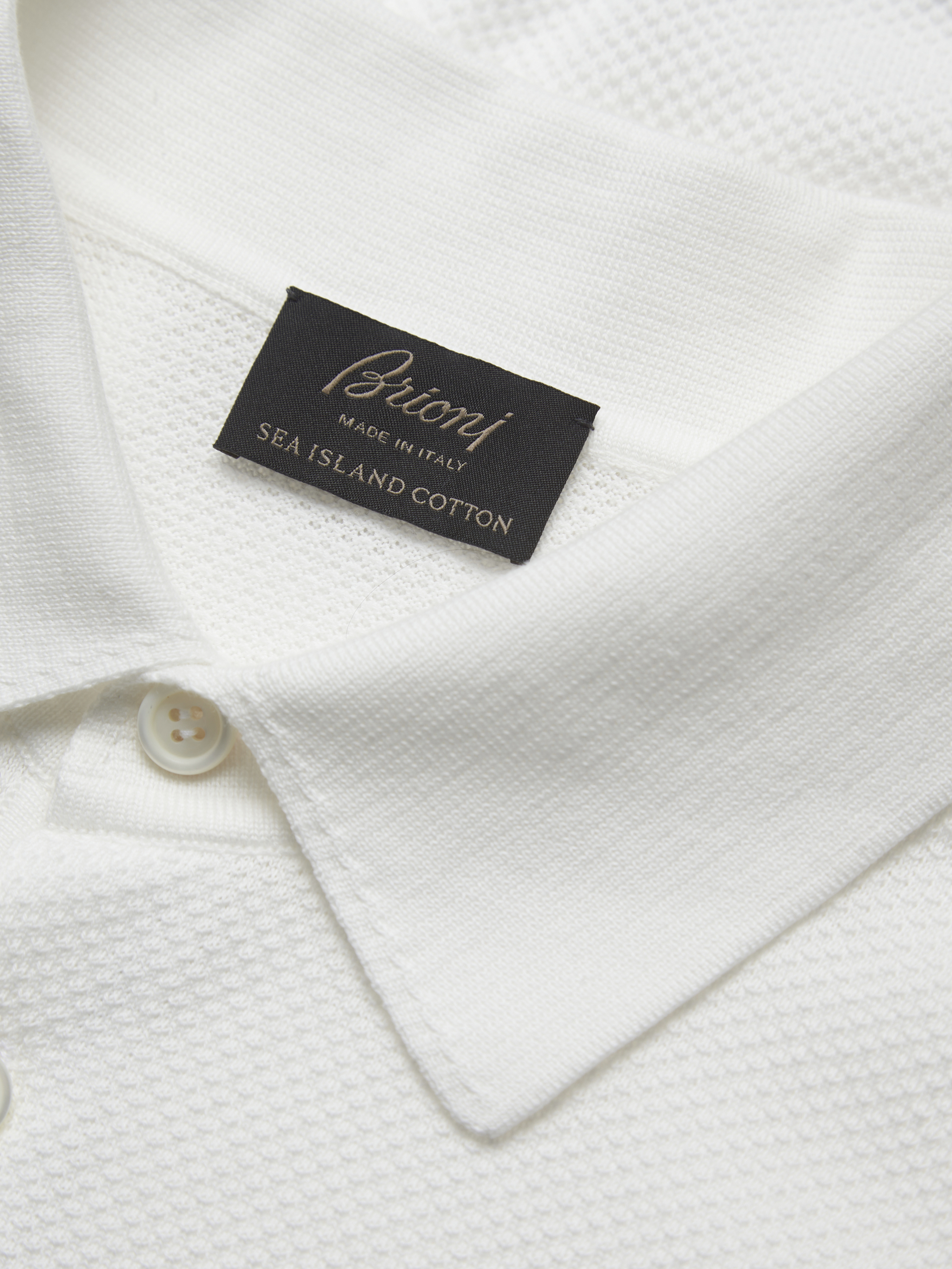 ブリオーニ ポロシャツコットン100% Essential white Sea Island cotton polo