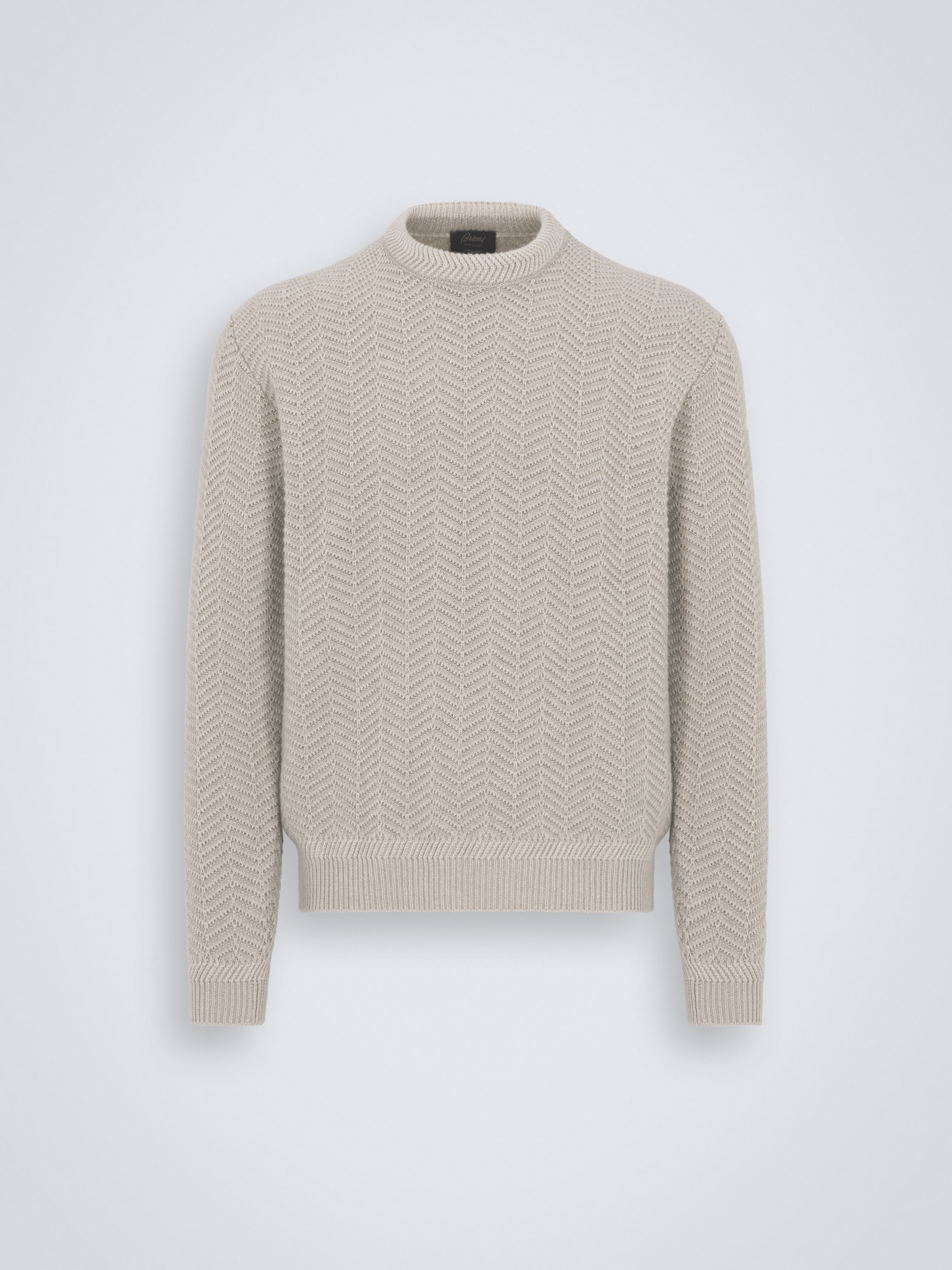Beige cashmere crewneck sweater | Brioni® us Official Store