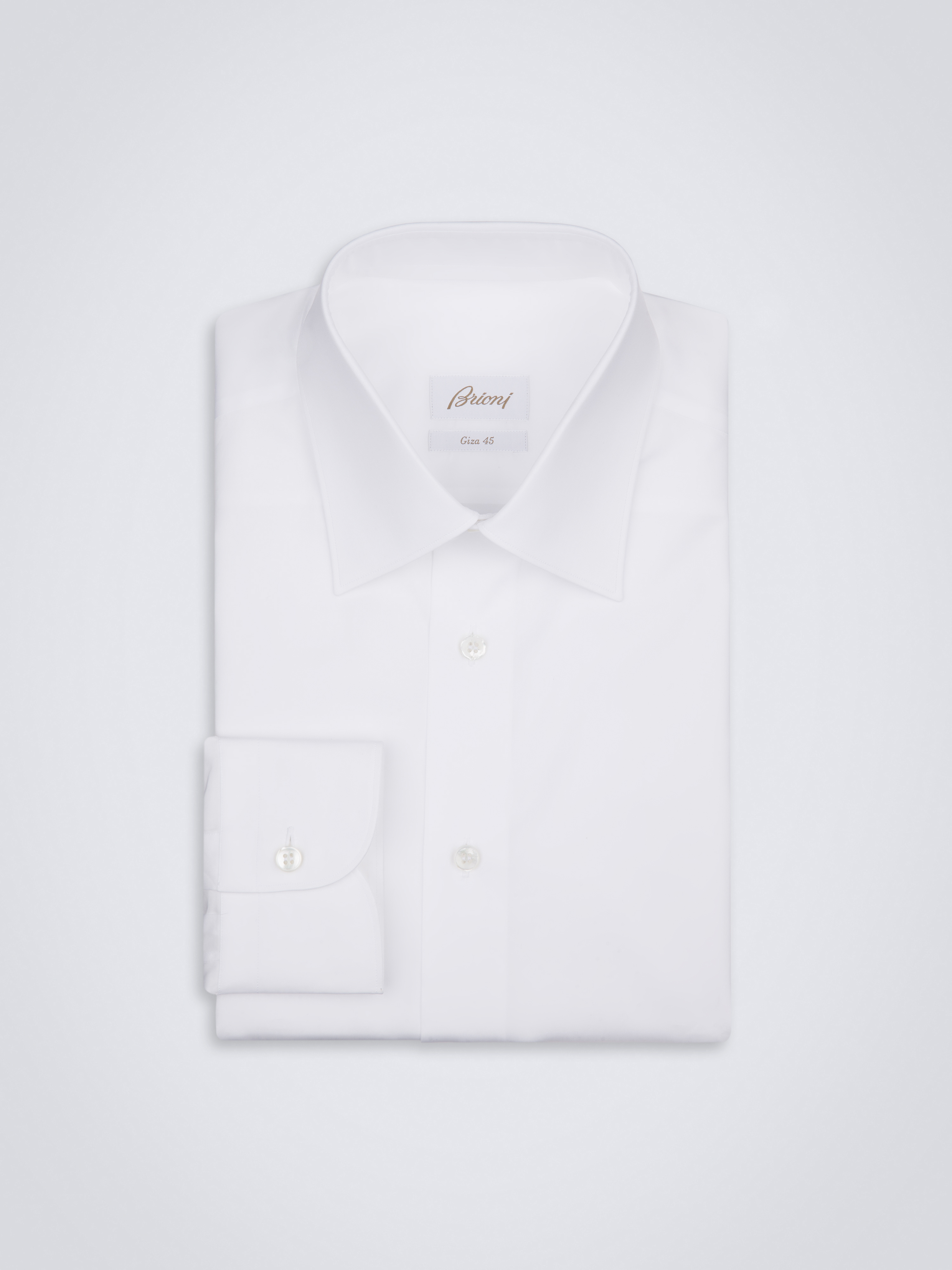 Brioni ドレスシャツ ストレッチ　ブリオーニ　イタリア製　ホワイト Essential ホワイト ギザ45コットンツイル フォーマルシャツ