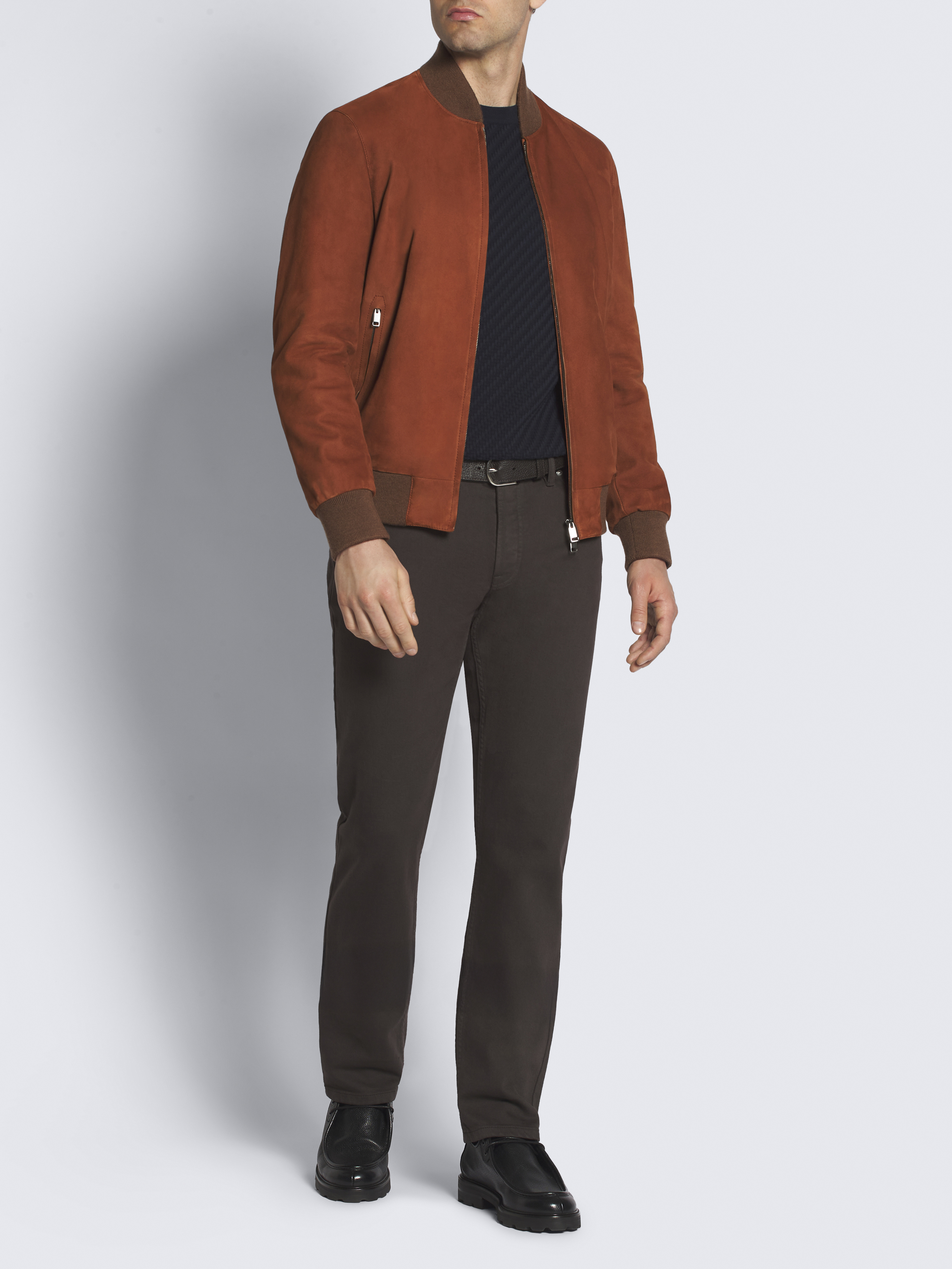 Brioni ボンバージャケット ブルゾン Burnt brown suede bomber