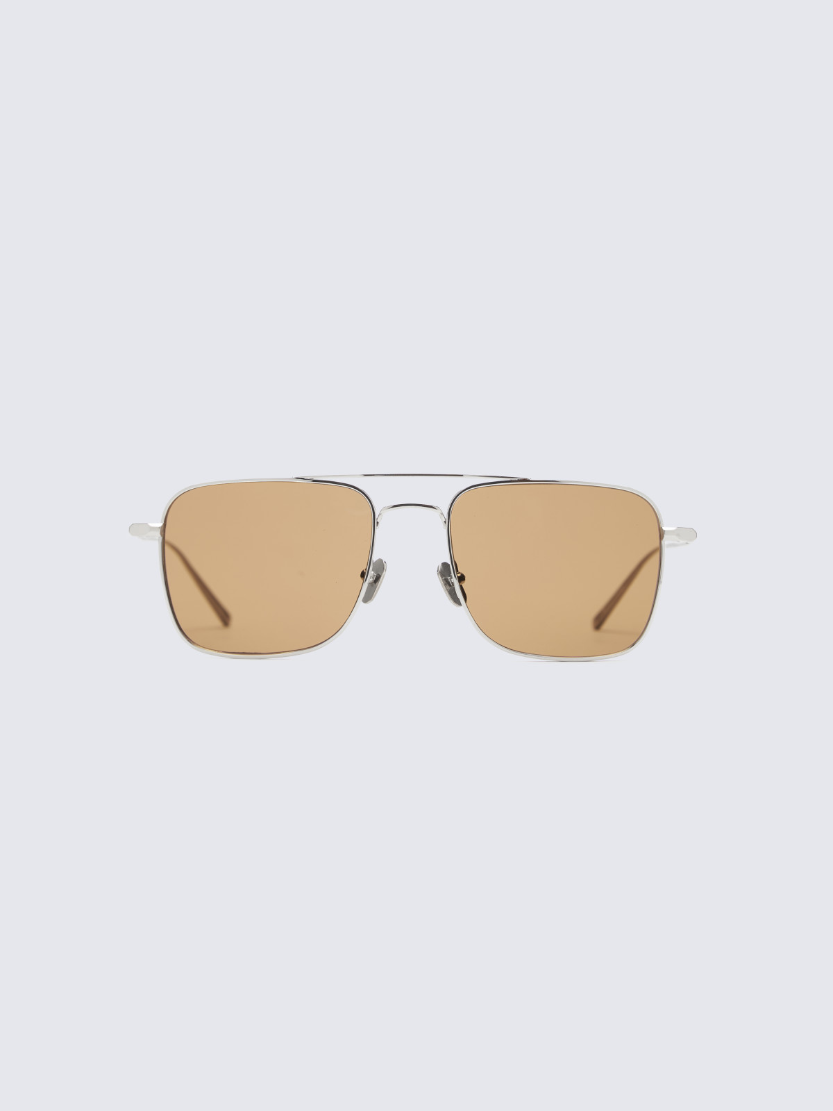 Titanium silver and brown double bridge sunglasses | Brioni® US ...