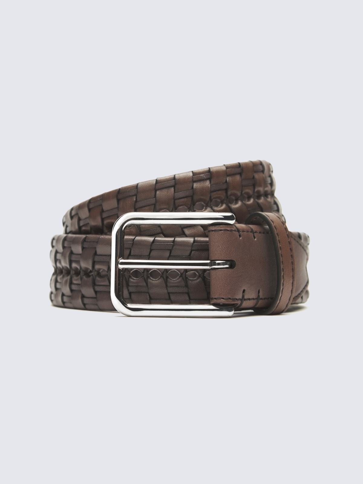 Brown braided leather belt  Brioni® US Official Store