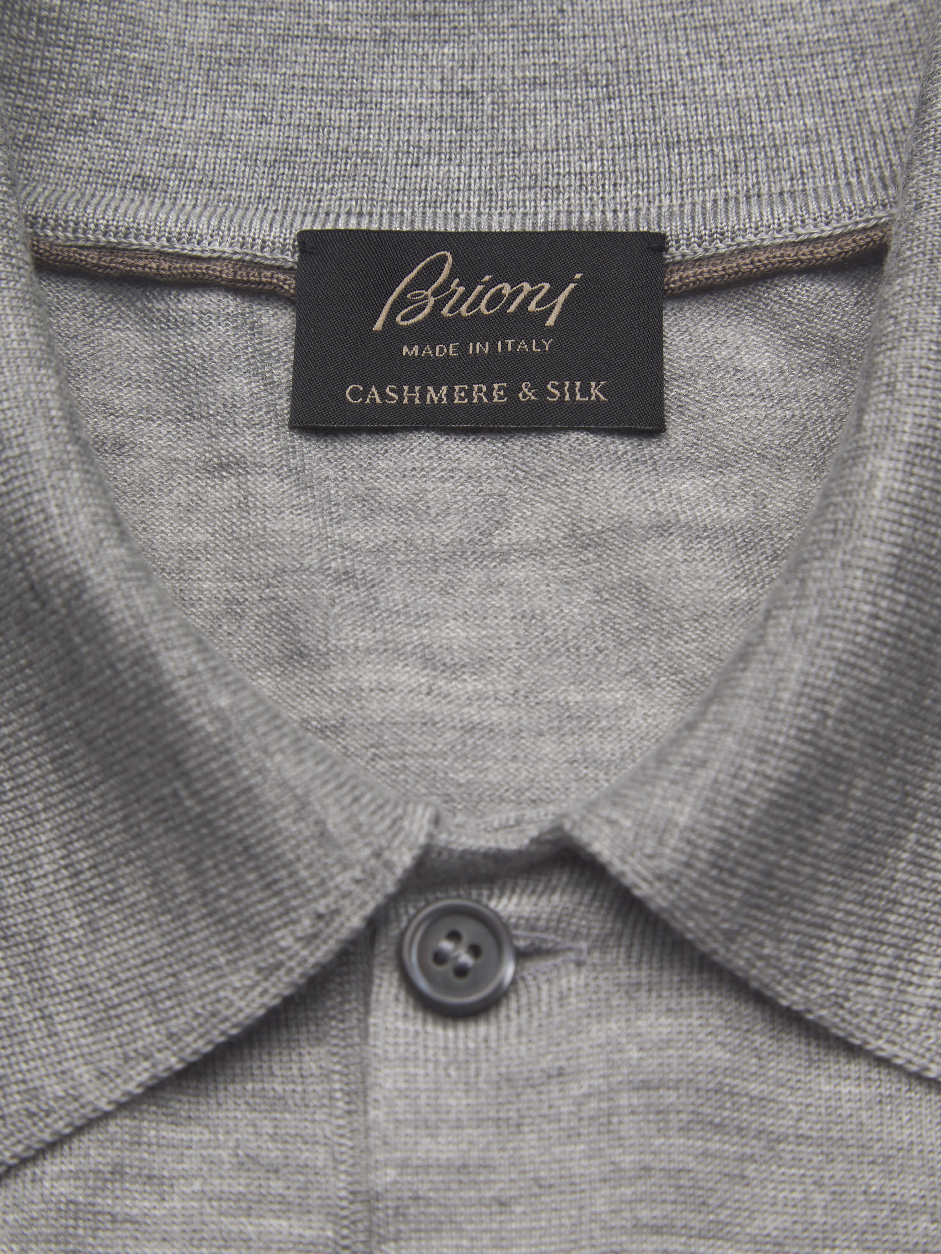Grey polo shirt in cashmere and silk | Brioni® KR Official Store