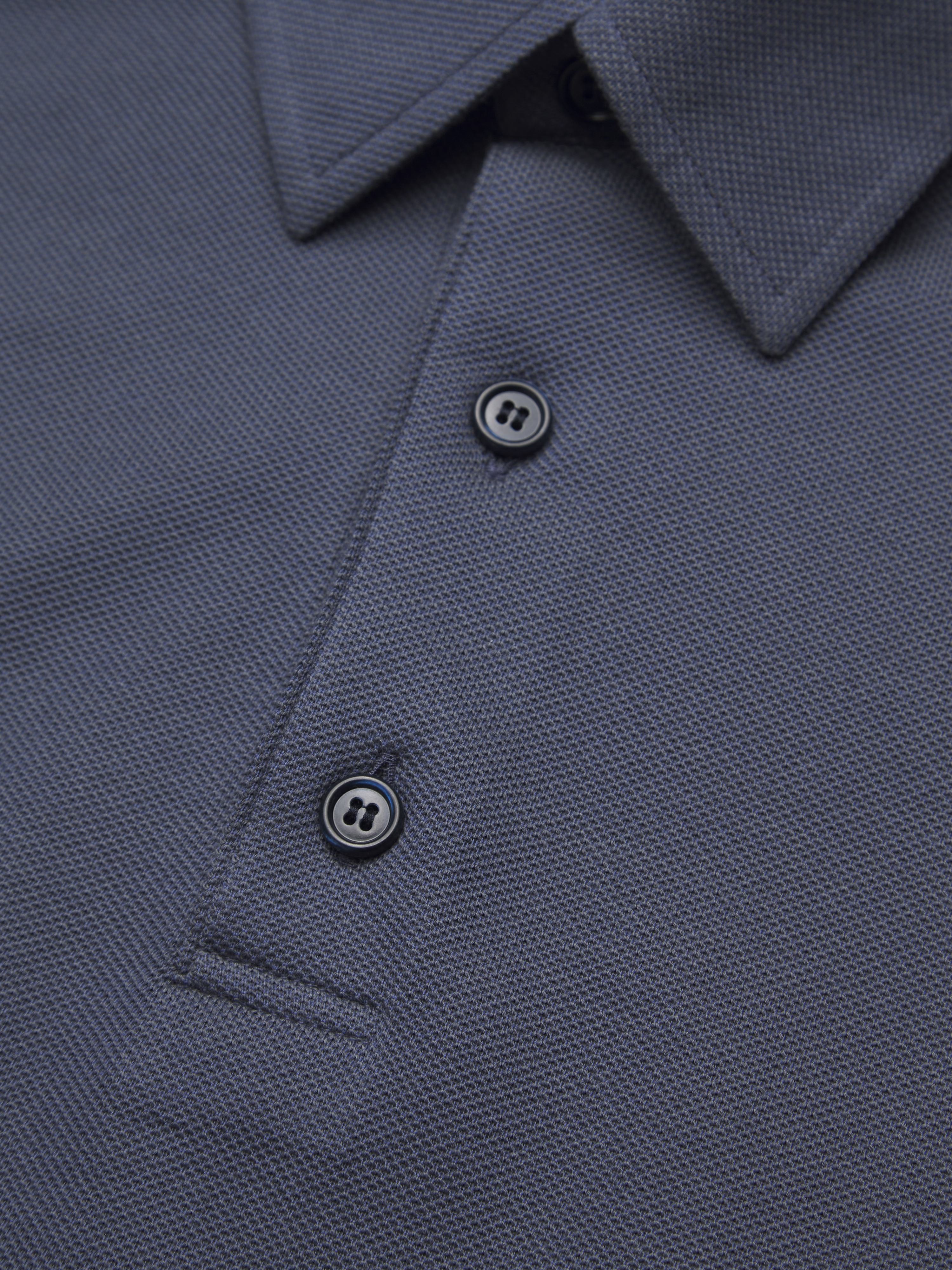 別注 Cotton Pique Jersey Polo Steel blue cotton piqué polo