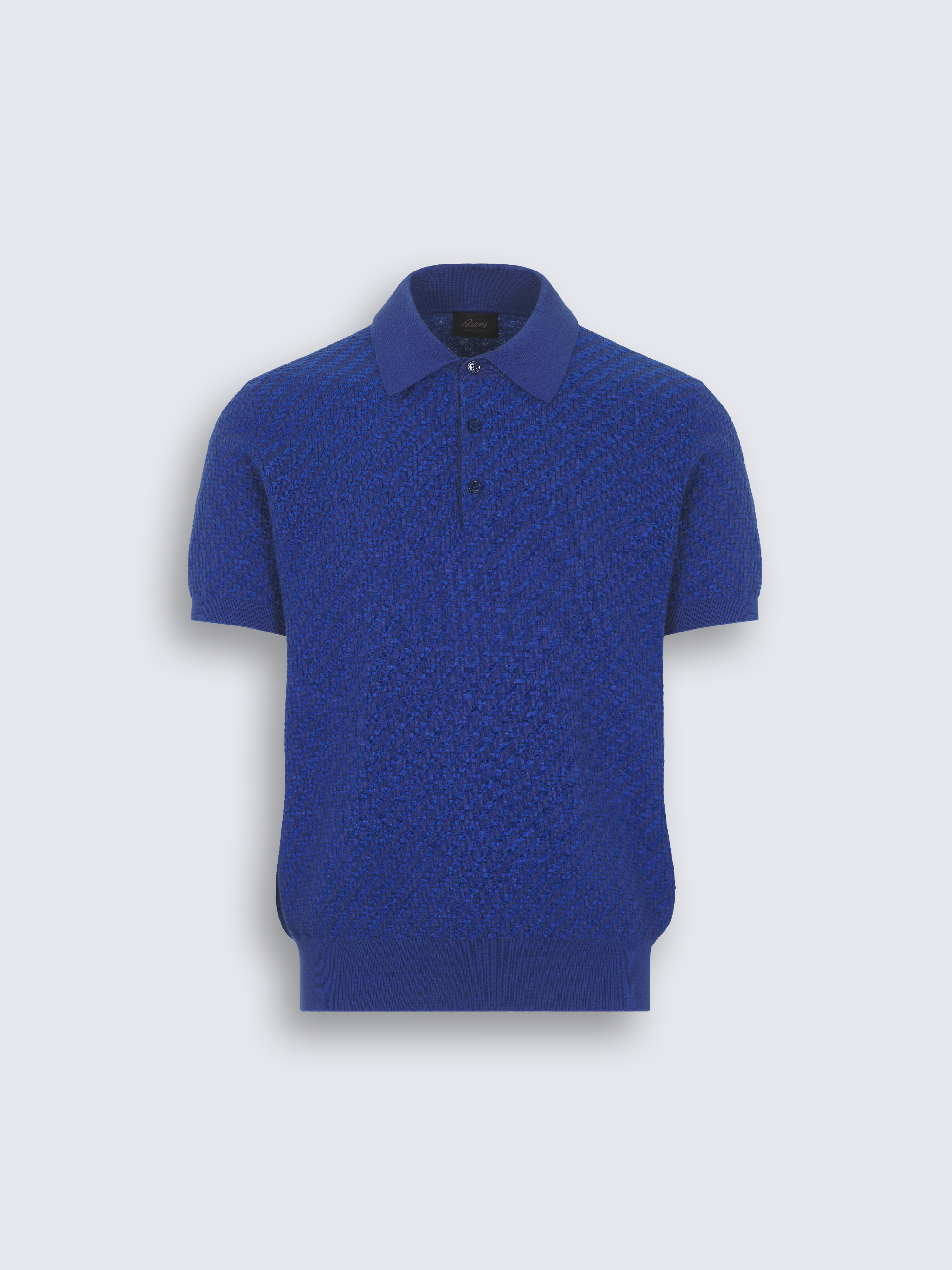 ブリオーニ ポロシャツコットン100% ロイヤルブルー & ネイビーブルー コットン & シルク & カシミア