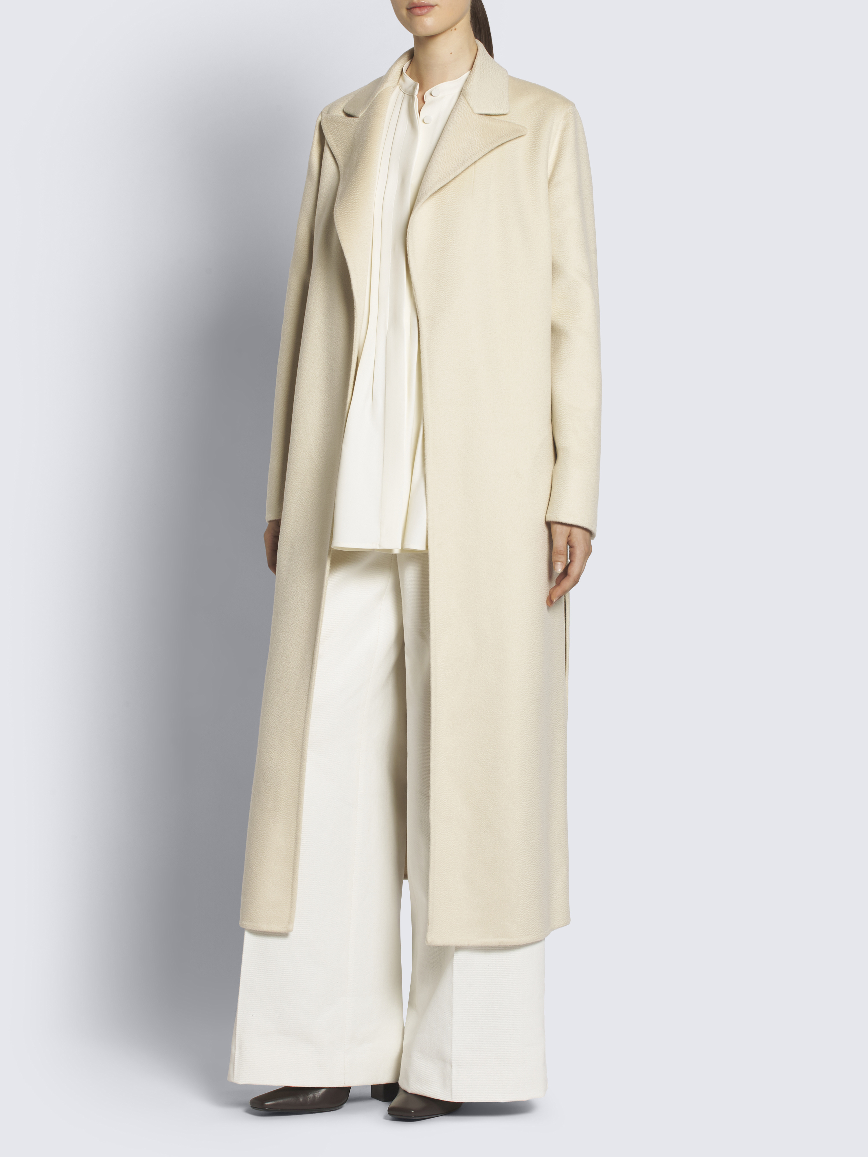 Ivory white cashmere double-splittable Claudia coat