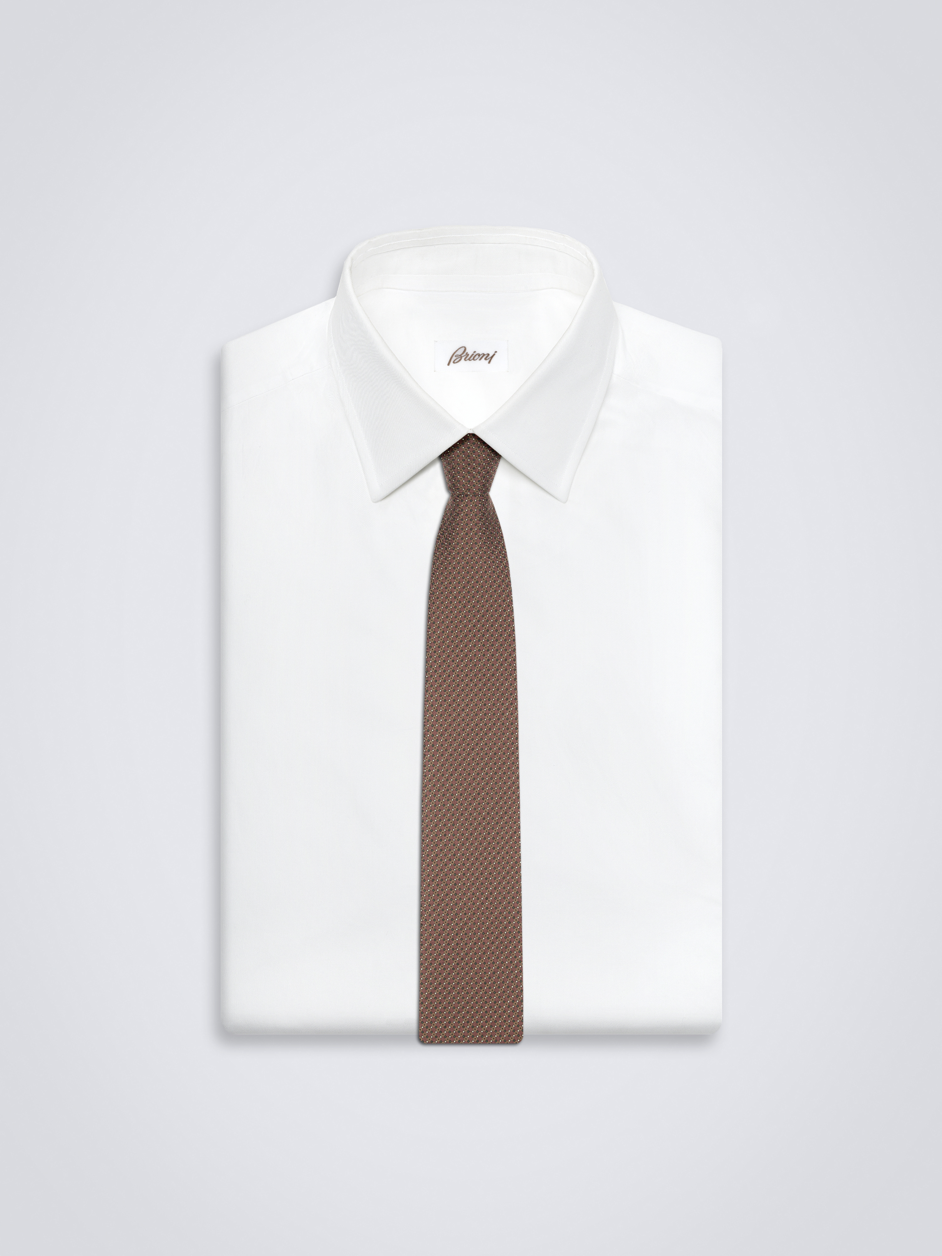Brioni シルク 高級ネクタイ ダイヤモンドパターン ブラウン ホワイト Original_ecom-O61D00PA4042757D.jpg
