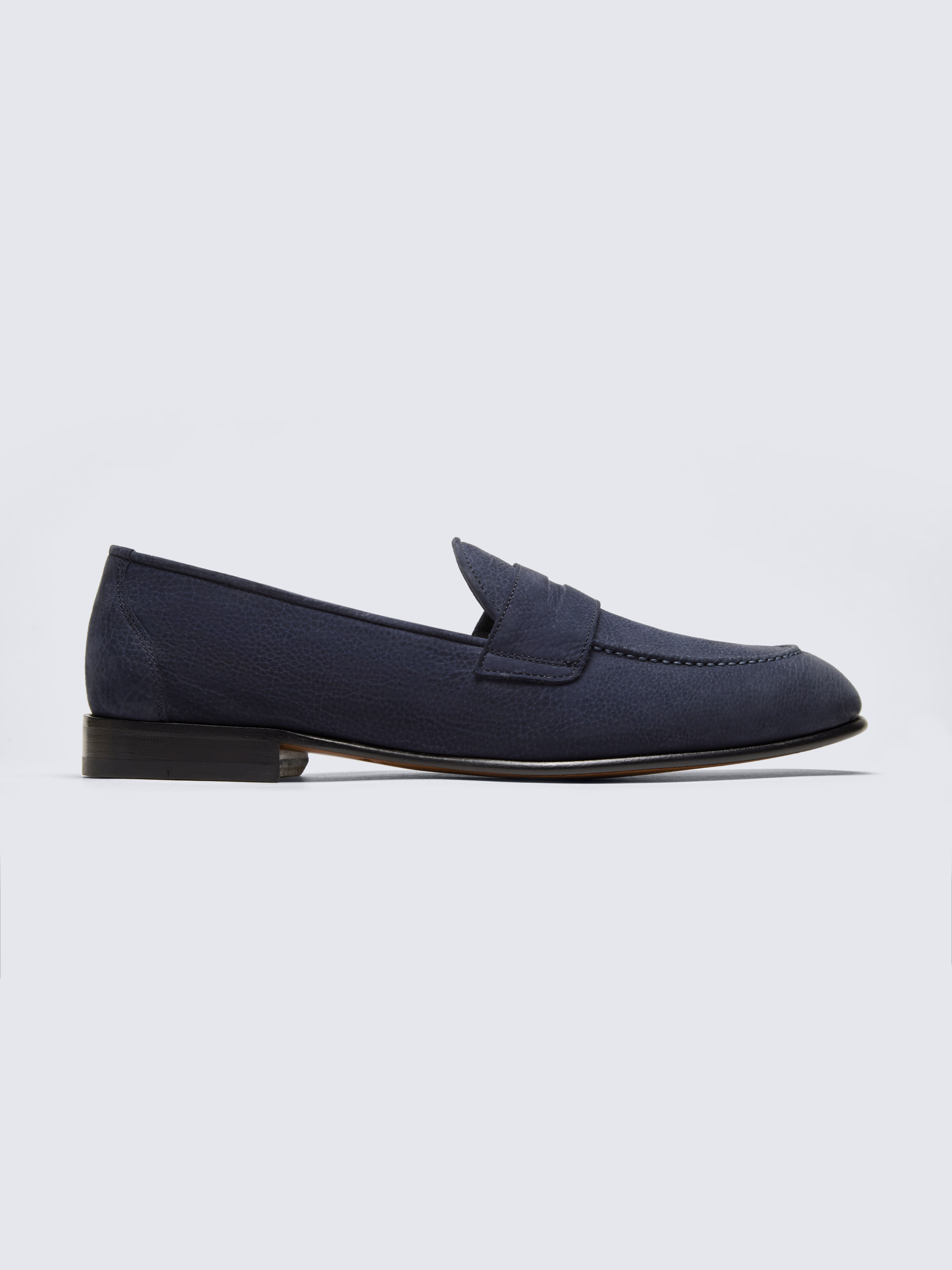 Navy blue nubuck Appia penny loafers