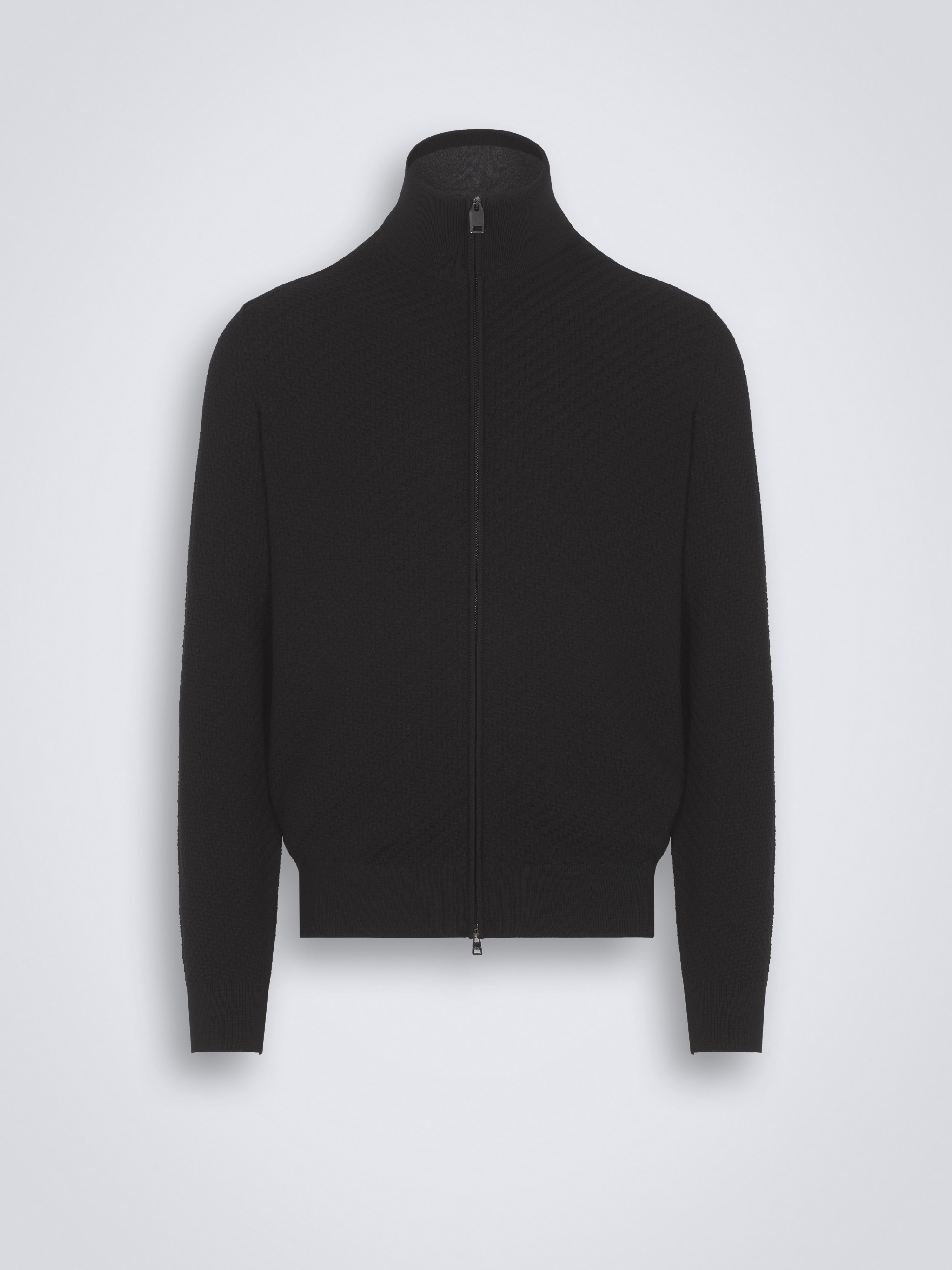 Black wool and cashmere full-zip sweater | Brioni® FR Official Store