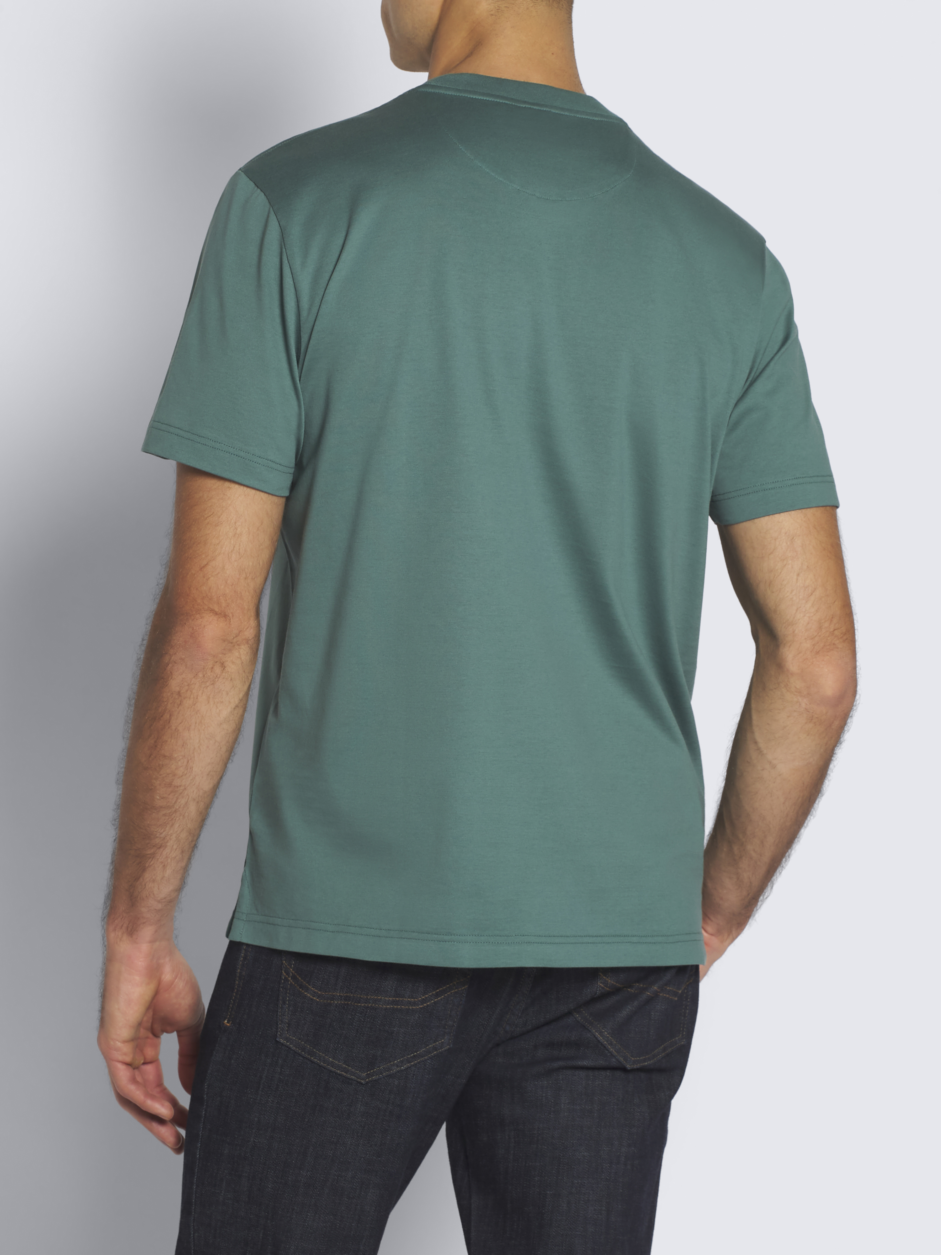 Teal green gassed organic cotton T-shirt