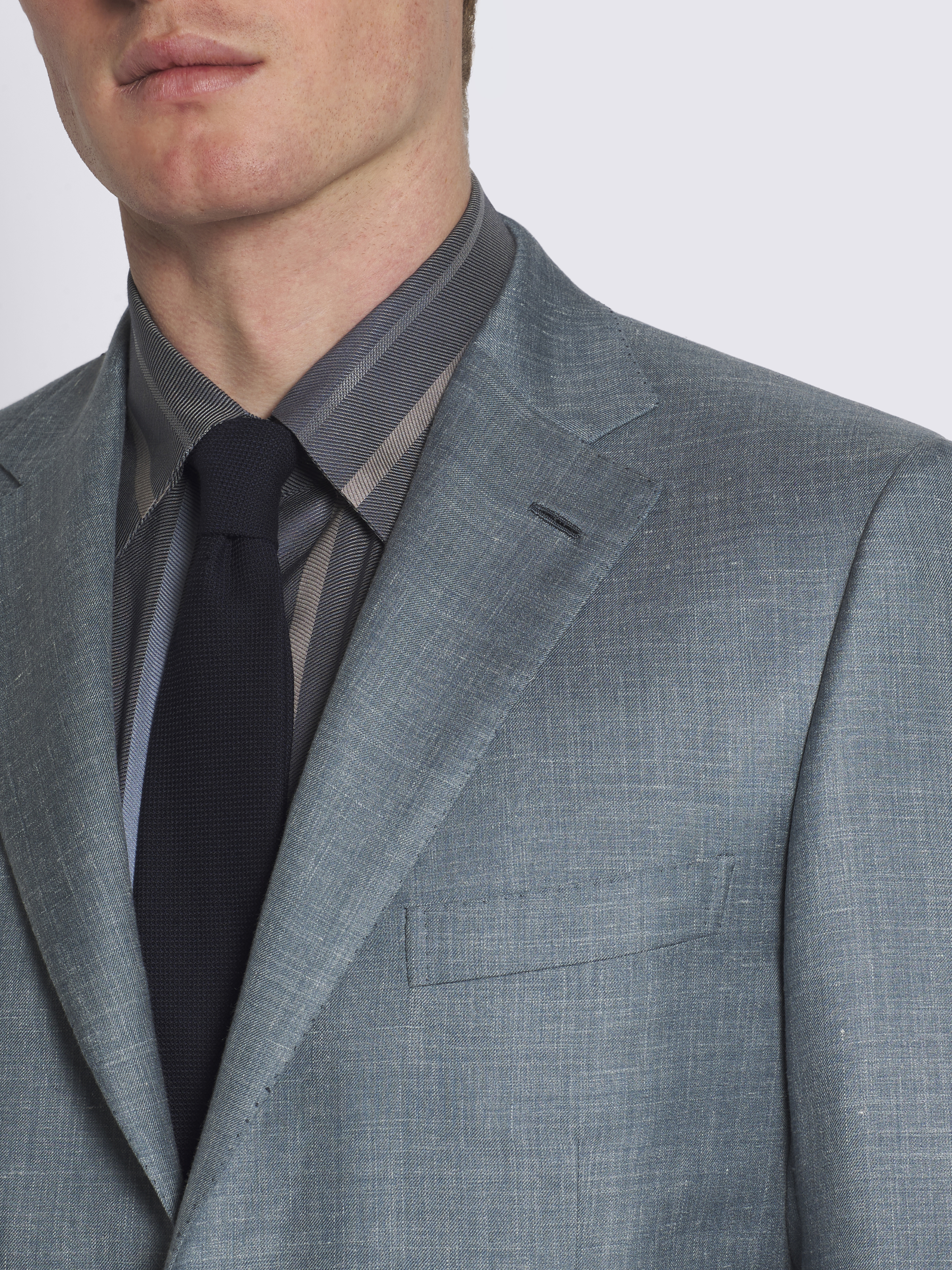 ライトブルー シルク & カシミア & リネン スラブツイル Ravello