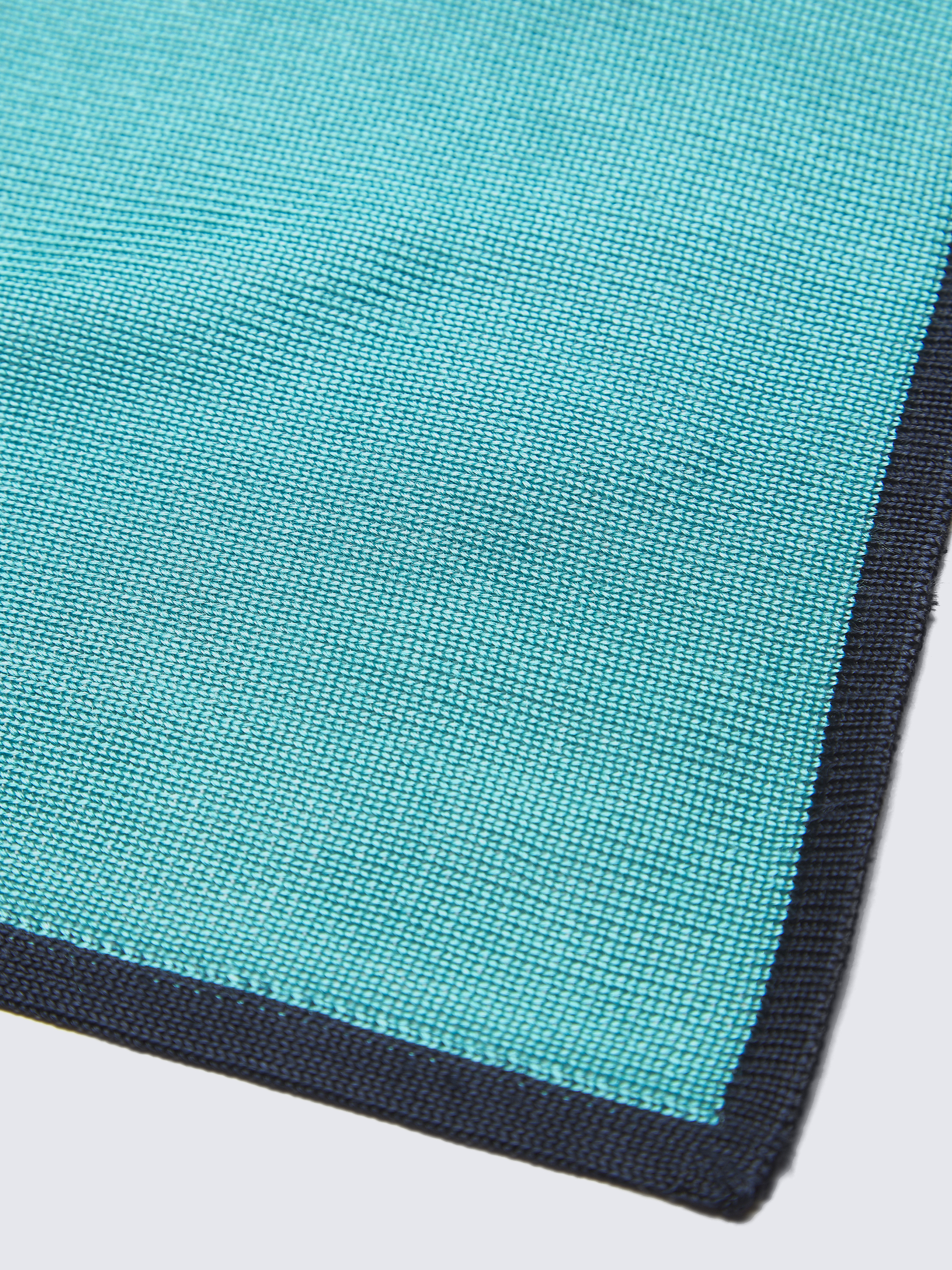 ターコイズブルー & ネイビーブルー シルク ポケットチーフ