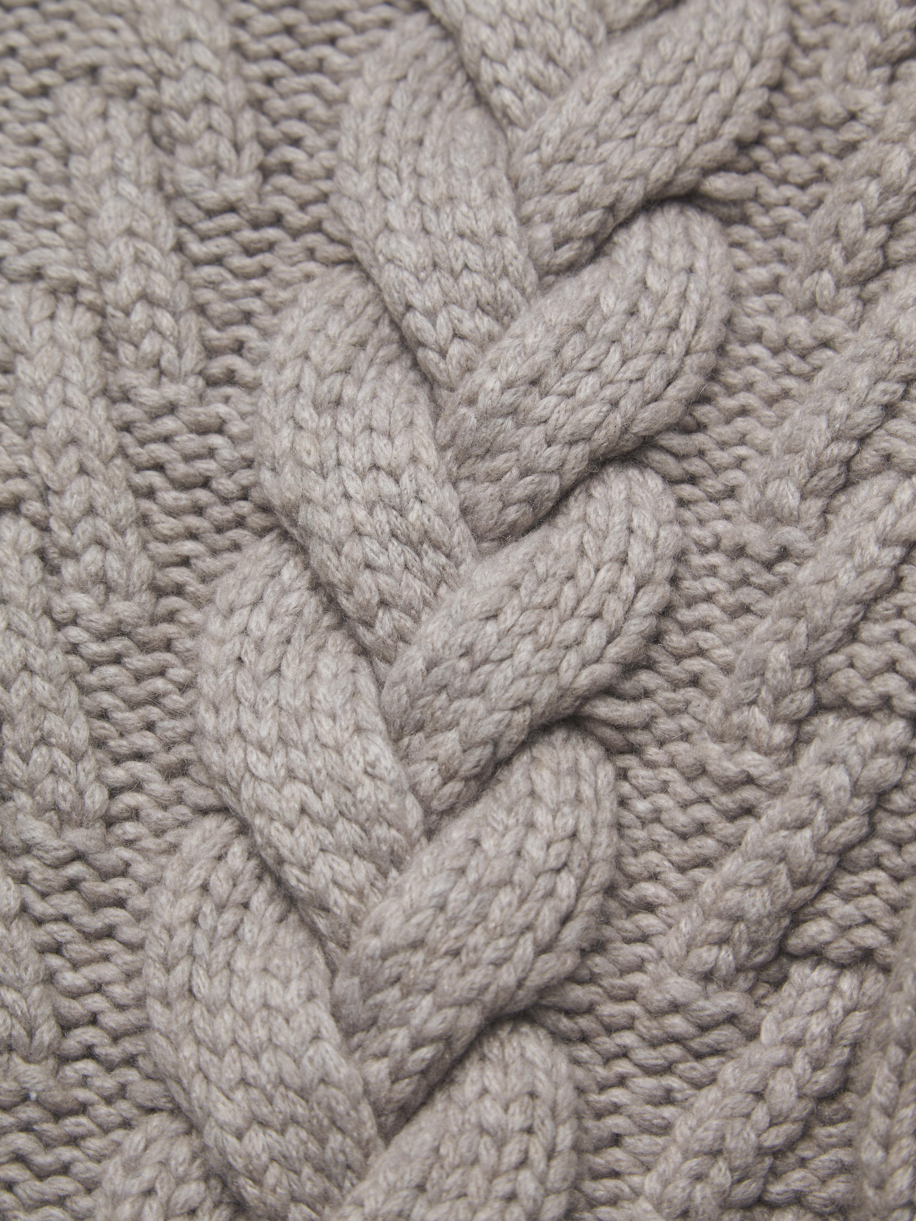 Taupe cashmere placed cable-knit full-zip sweater