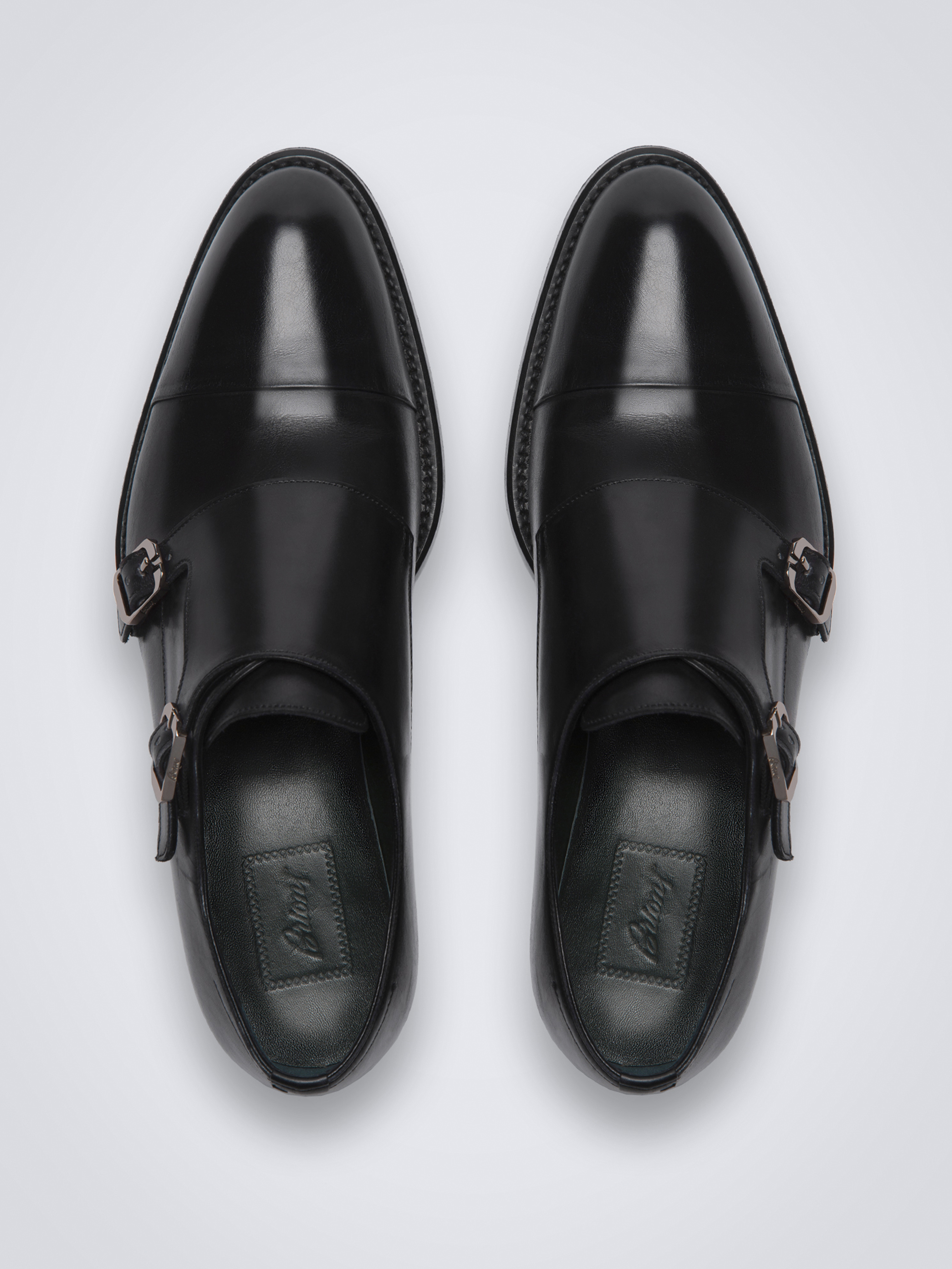 Black double best sale strap monk shoes