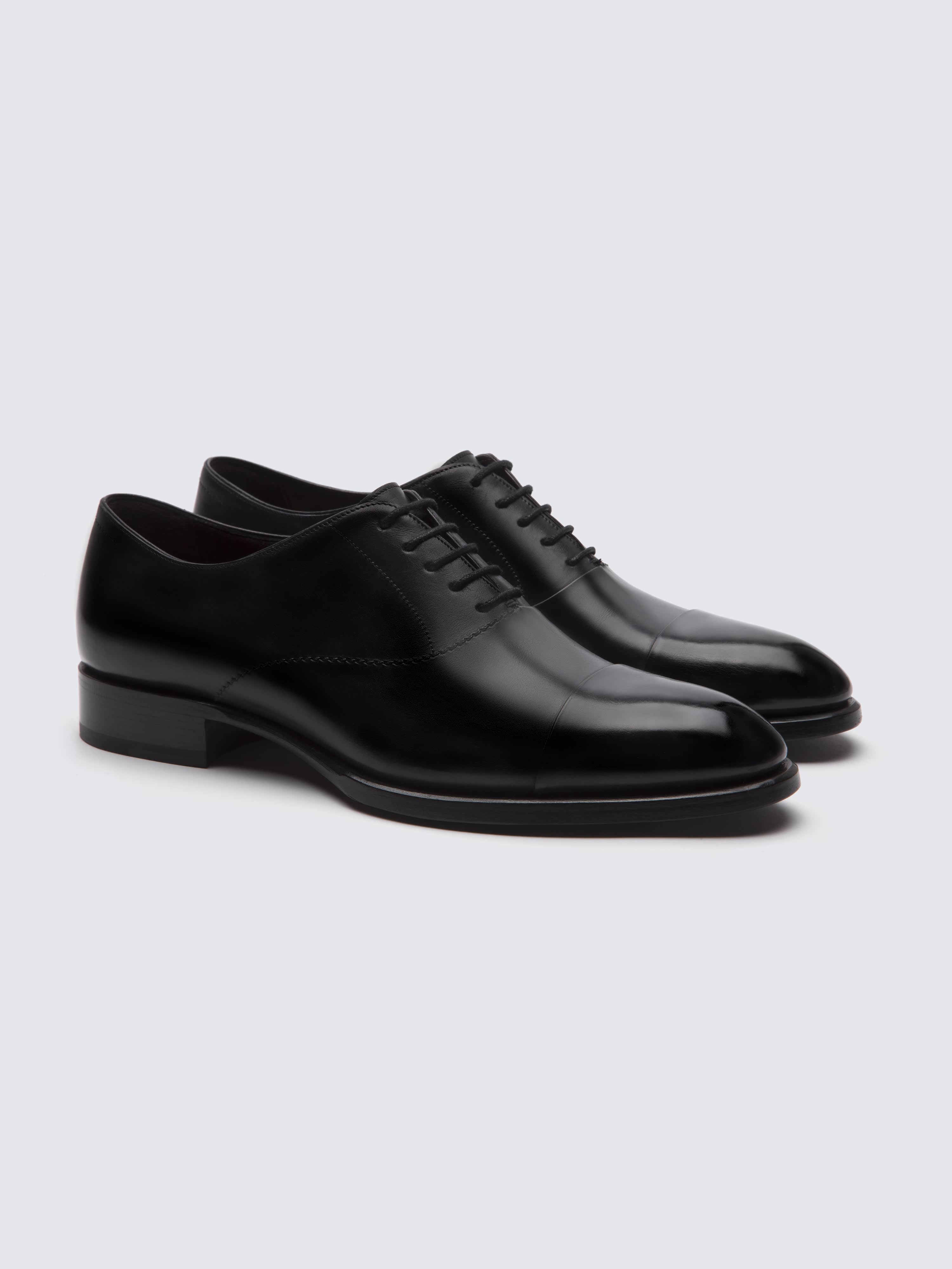 Black Cap Toe Oxford Shoes | Brioni® In Official Store