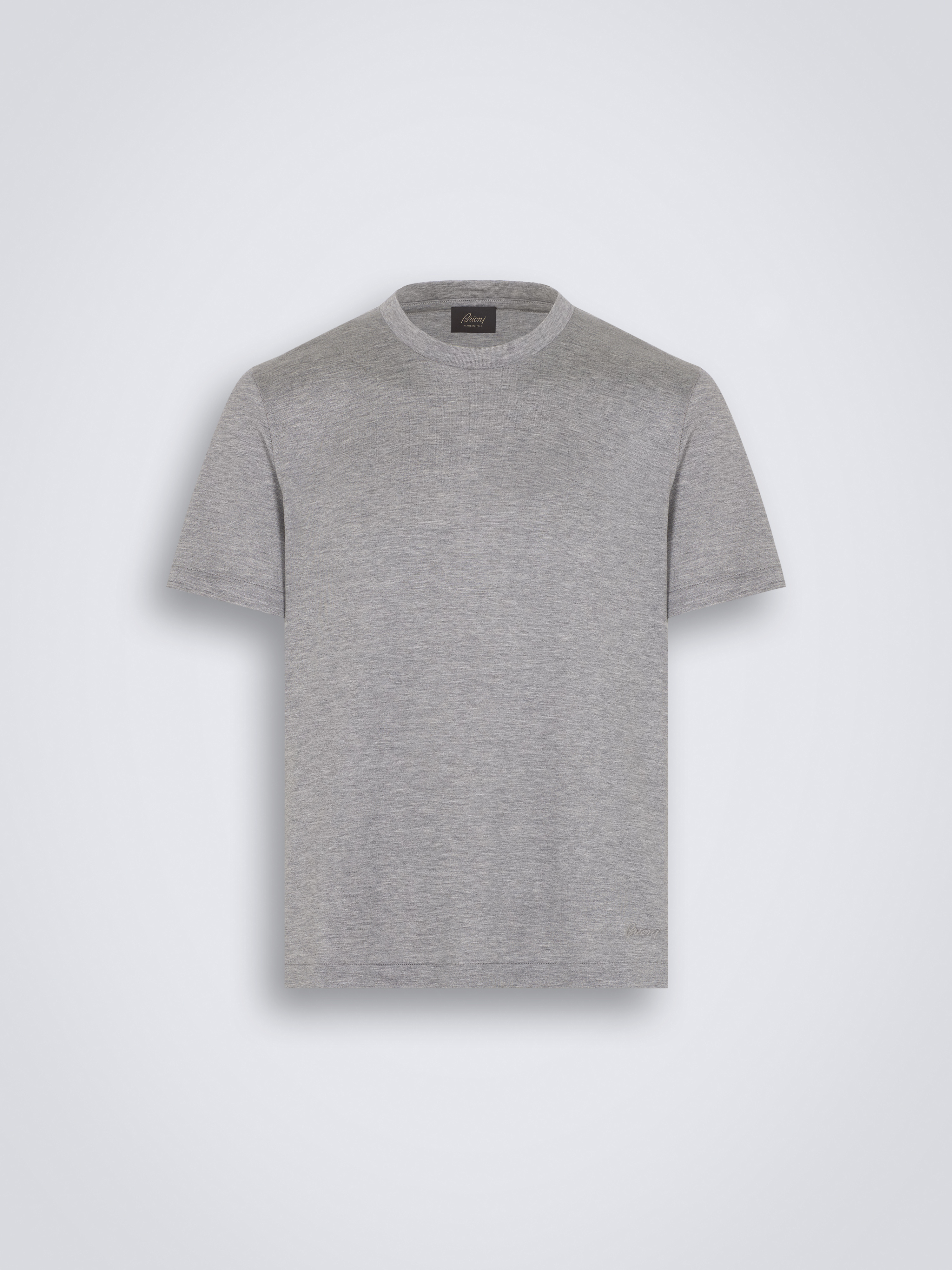 Grey silk and cotton T-shirt | Brioni® us Official Store