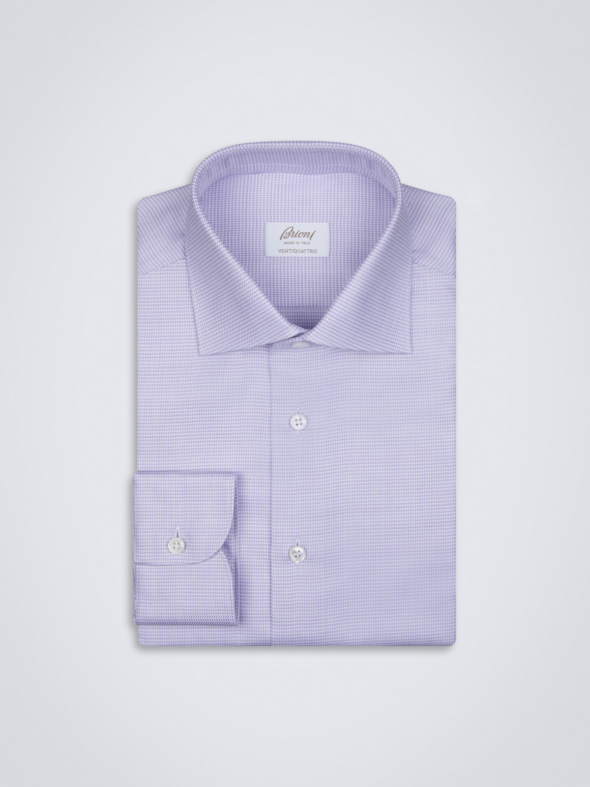 Lilac and white sustainable Ventiquattro cotton formal shirt | Brioni ...