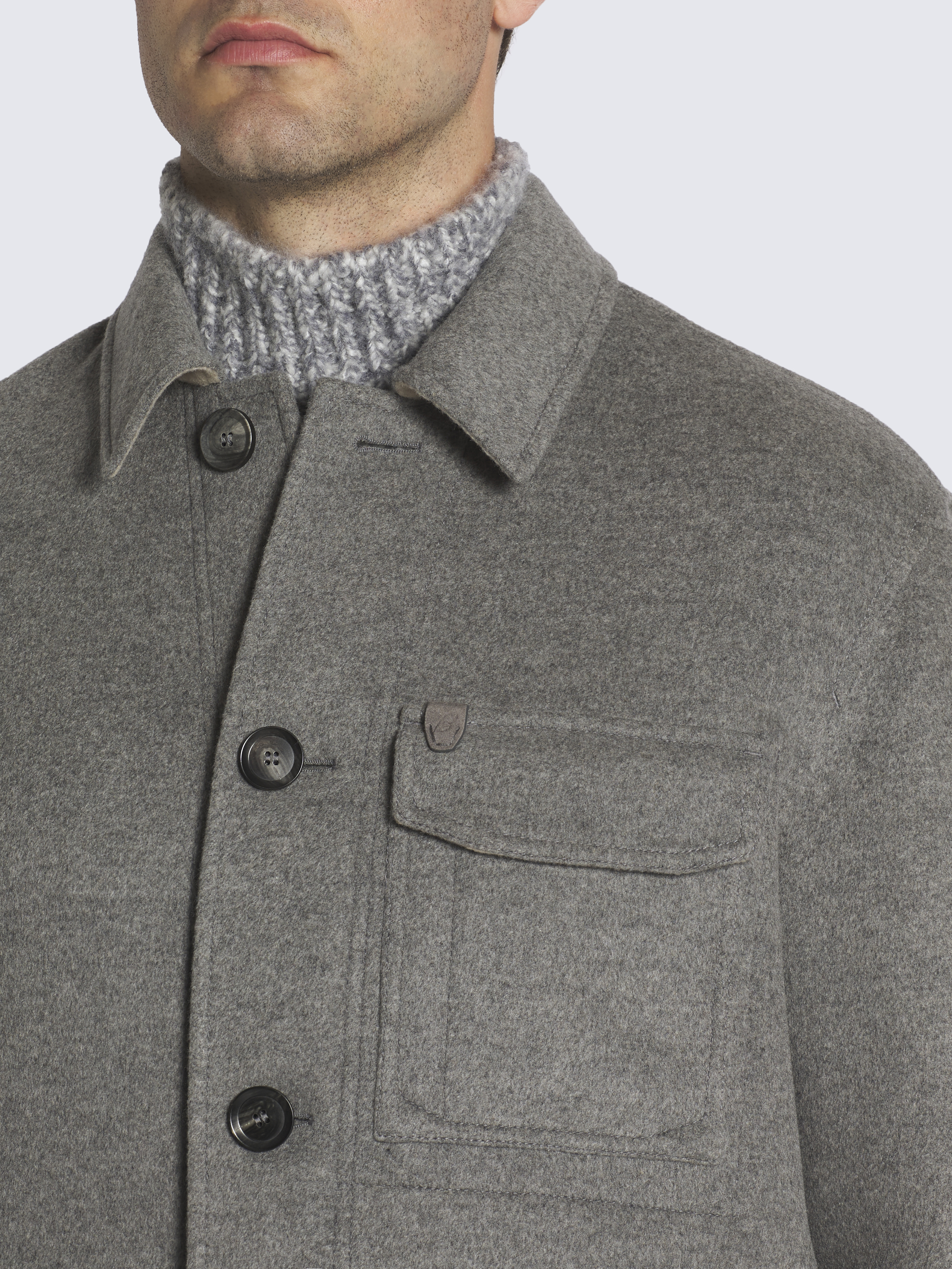 Grey cashmere double-splittable workwear jacket