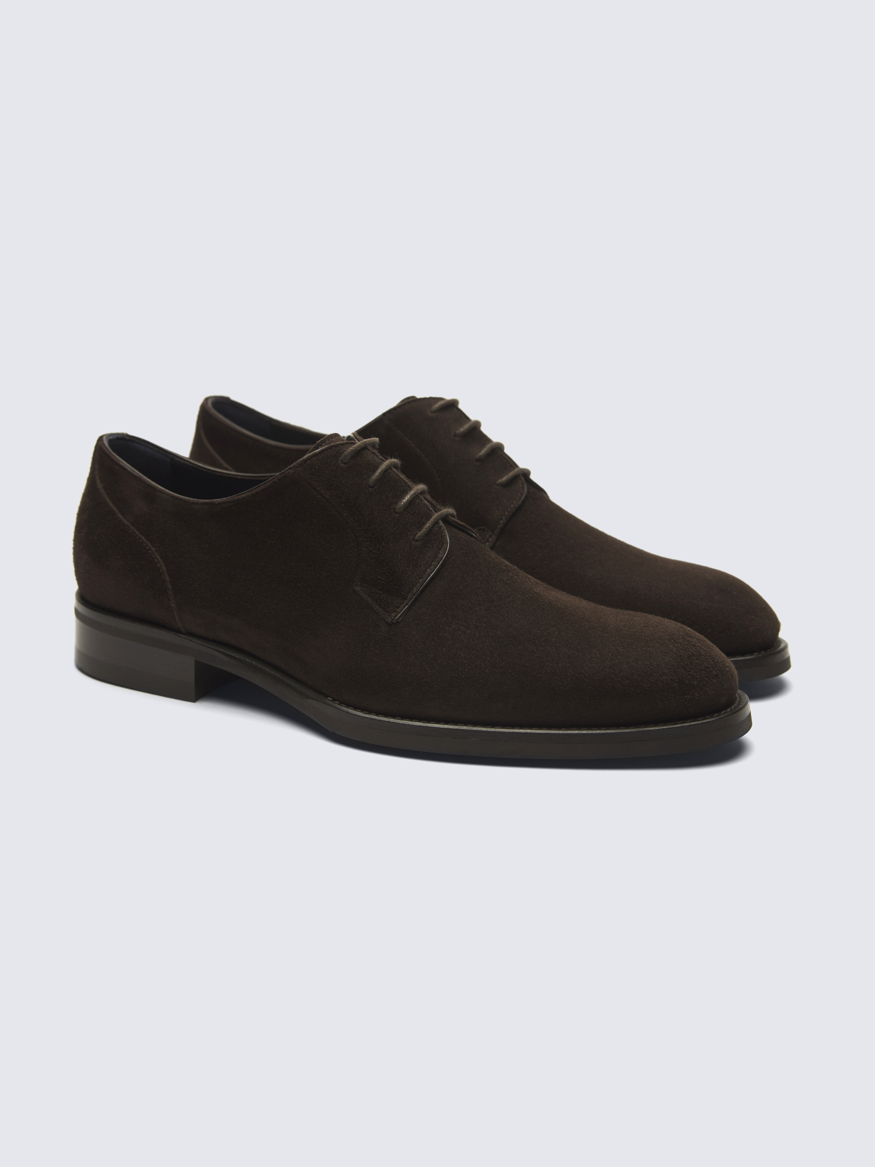 Dark brown suede Bruton derby shoes