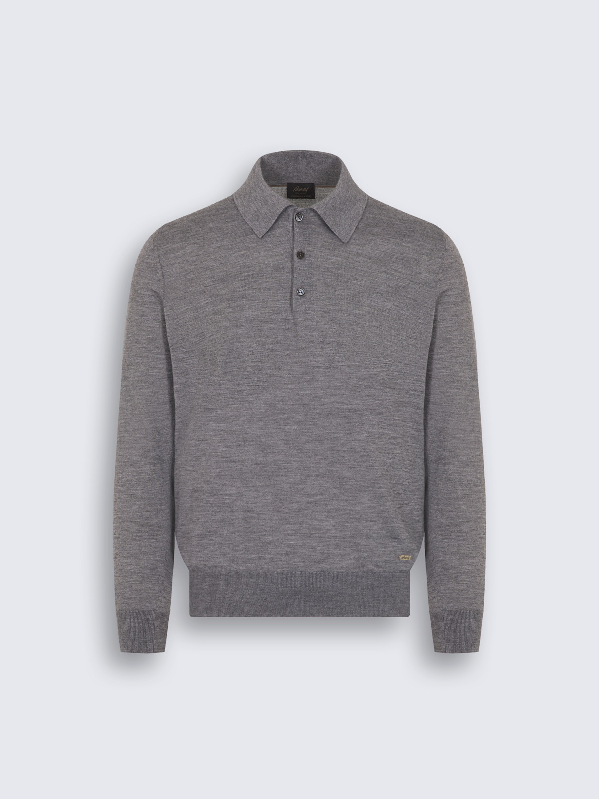 Lightweight Cashmere Silk LS Polo Grey