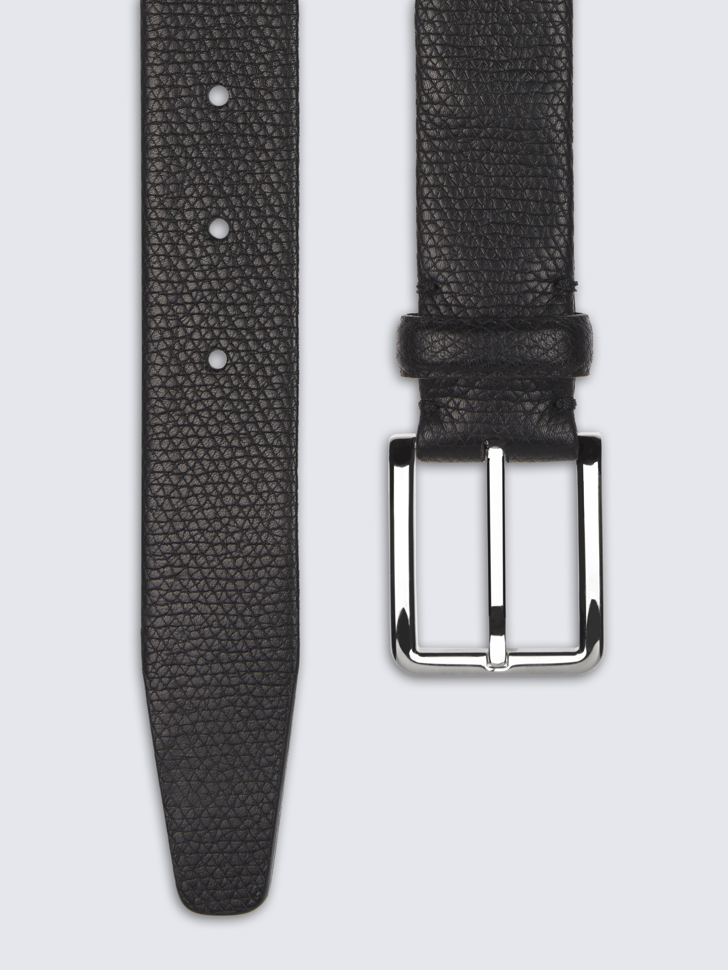 Black grained calf leather belt