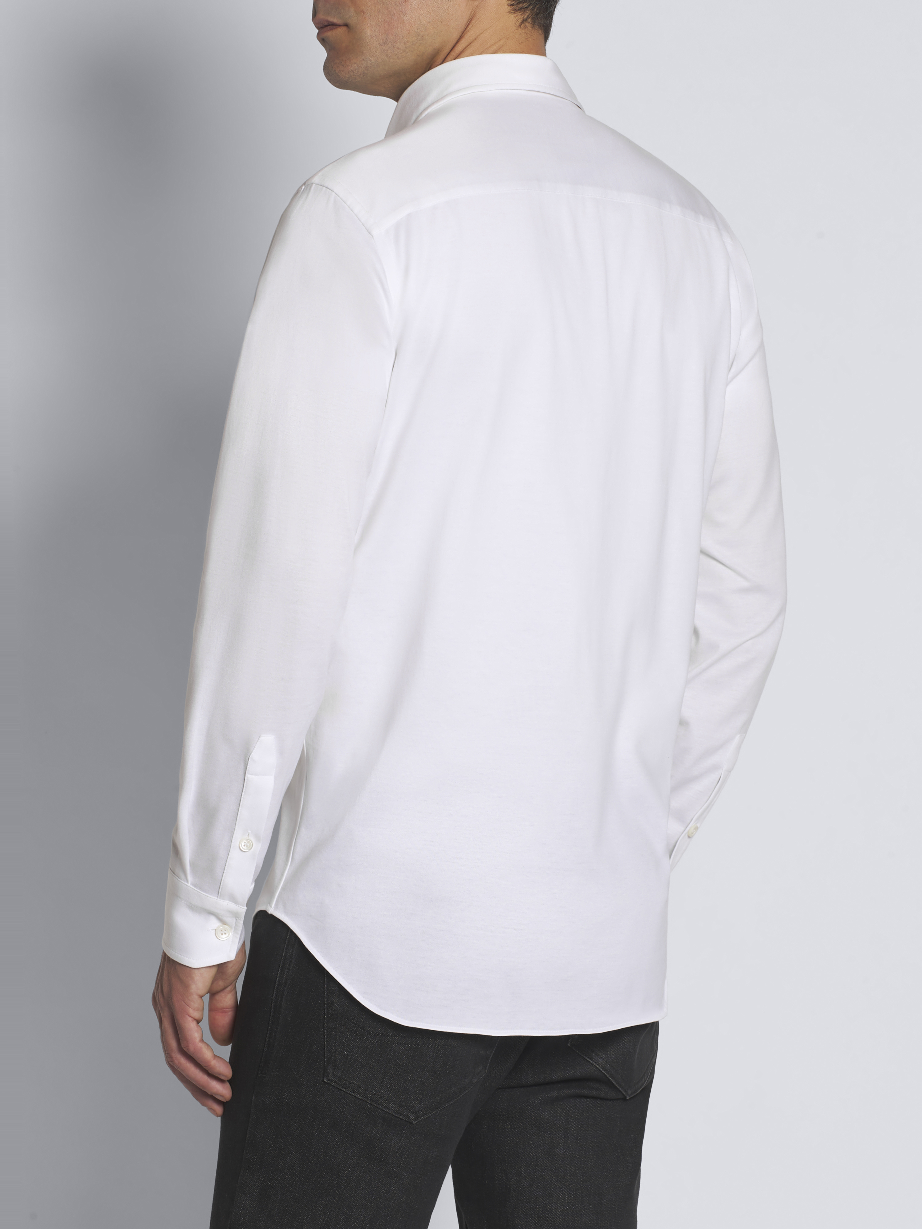 White gassed organic cotton hidden button-down shirt