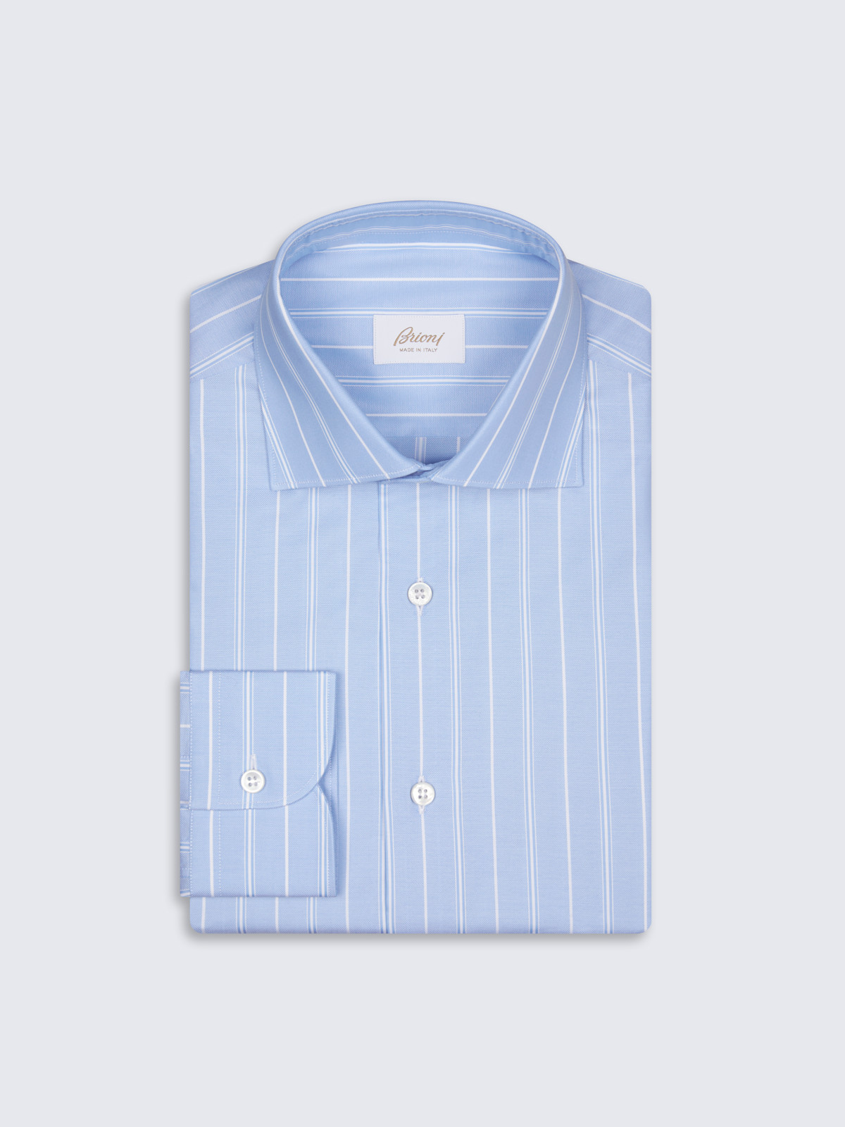 Light blue and white striped cotton piqu formal shirt Light blue and white striped cotton piqu formal shirt