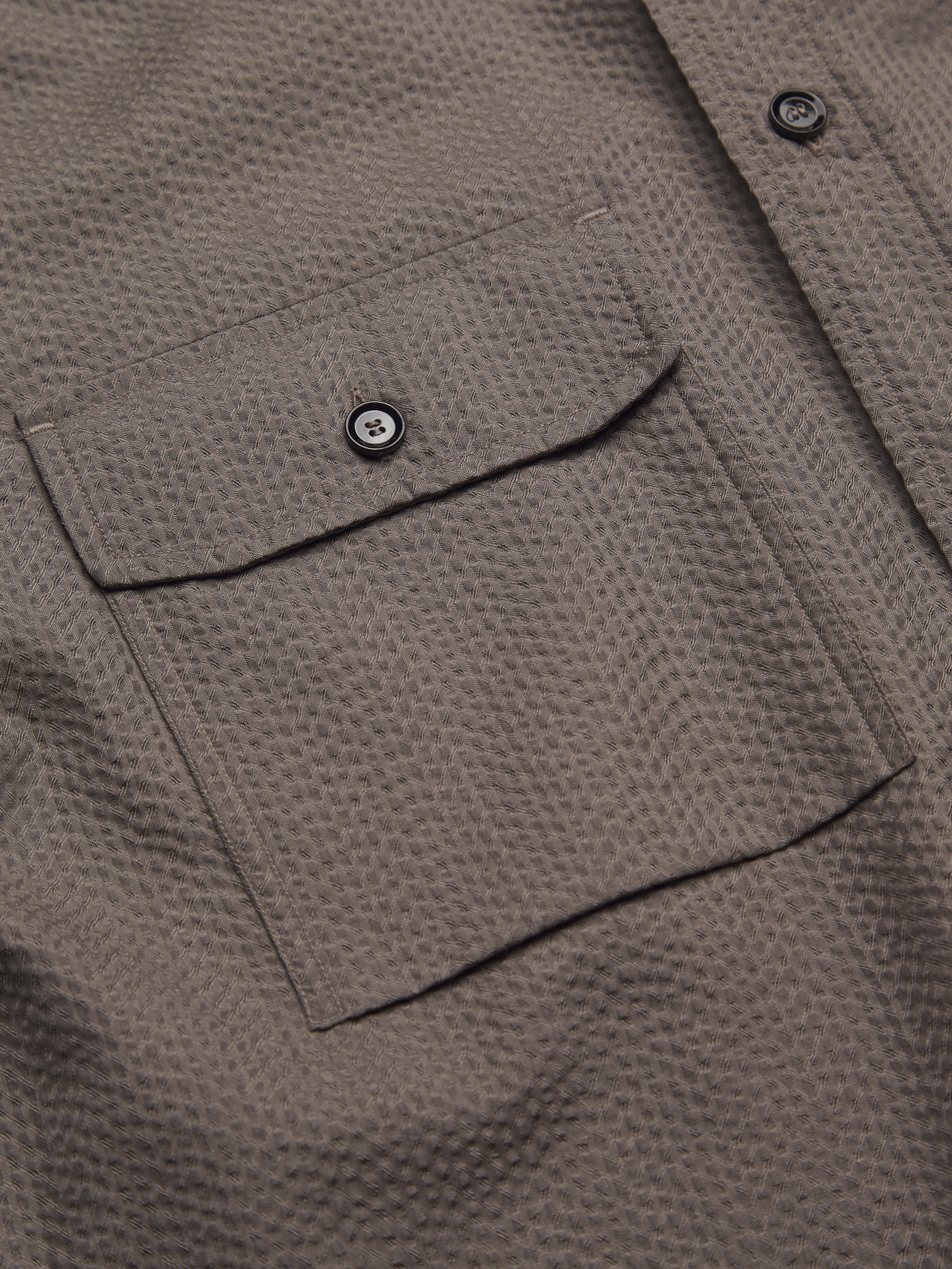 トープ シルク シアサッカー ミリタリーシャツ