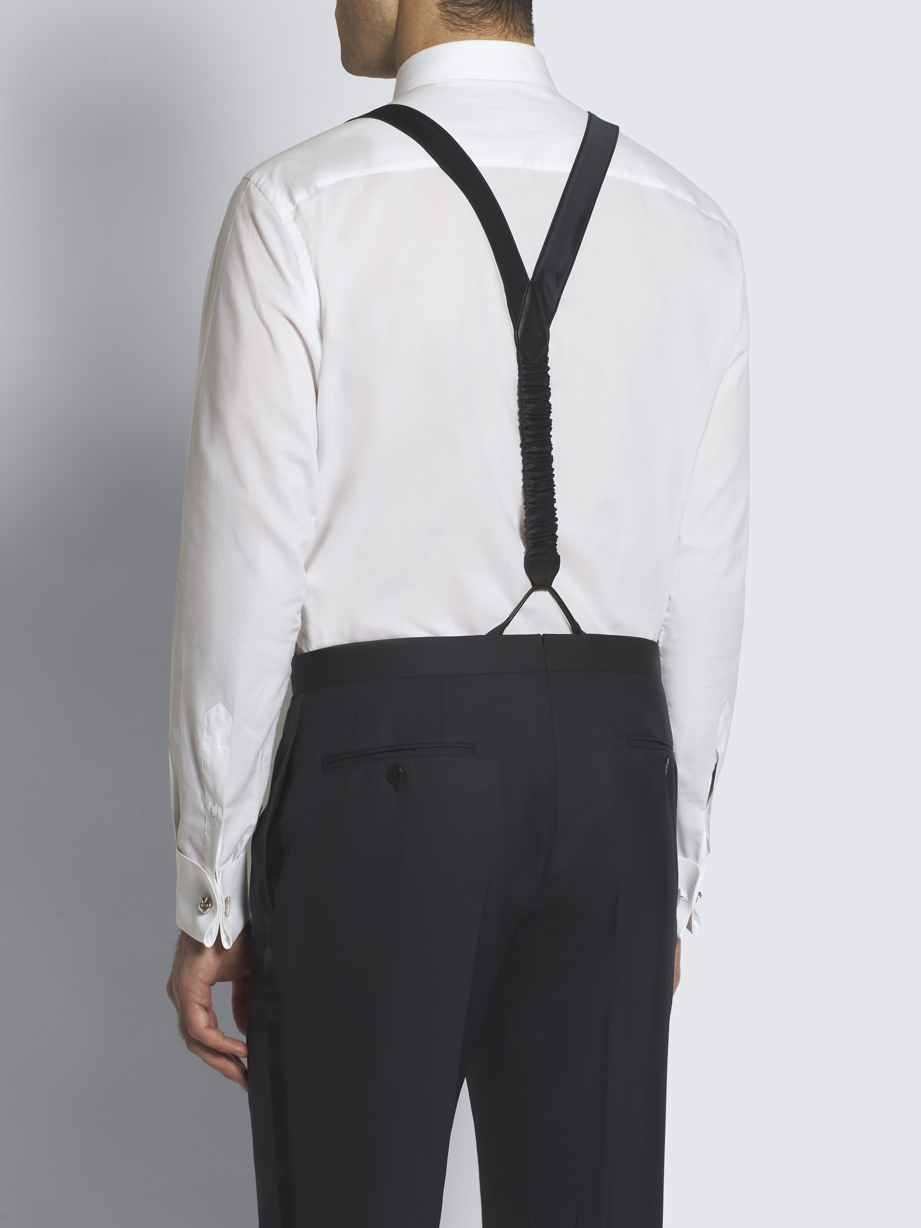 Essential midnight blue silk tuxedo suspenders
